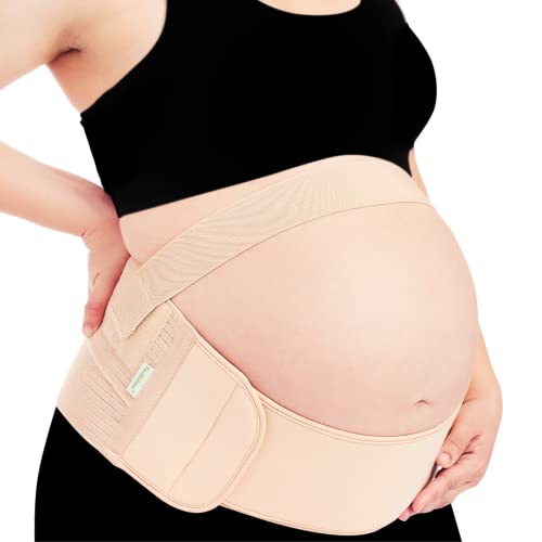 2-in-1 Pregnancy Belly Support Band for Women - Maternity Belt & Back Brace - Comfortable Belly Band for Pregnancy Support (Classic Ivory, XL) - Perfect for Work, Exercise & Daily Activities