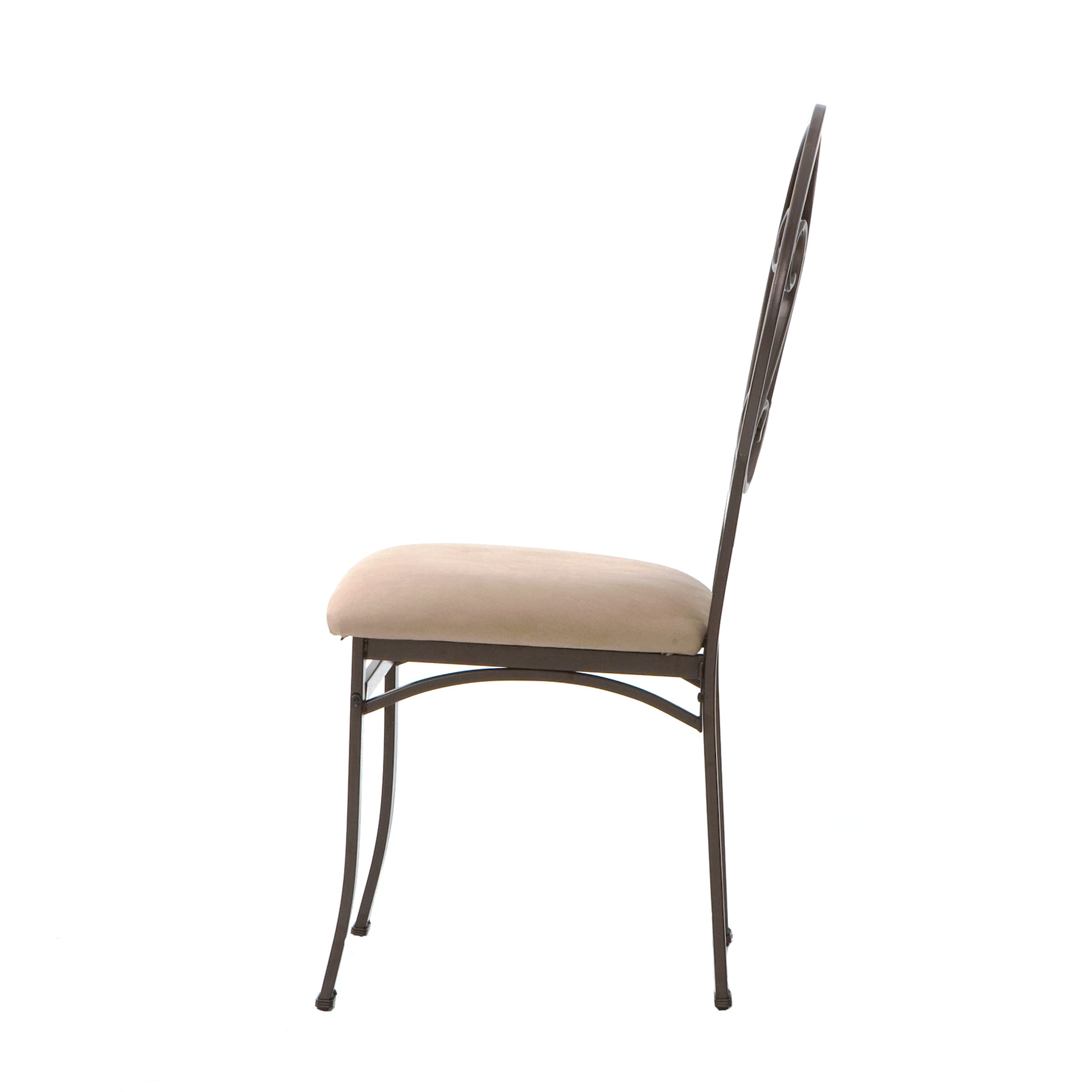 SEI Furniture Lucianna Dining Chairs Set of 4 - Dark Brown Wood Frame with Beige Suede Upholstered Seats - Modern Kitchen & Dining Room Furniture for Home Decor