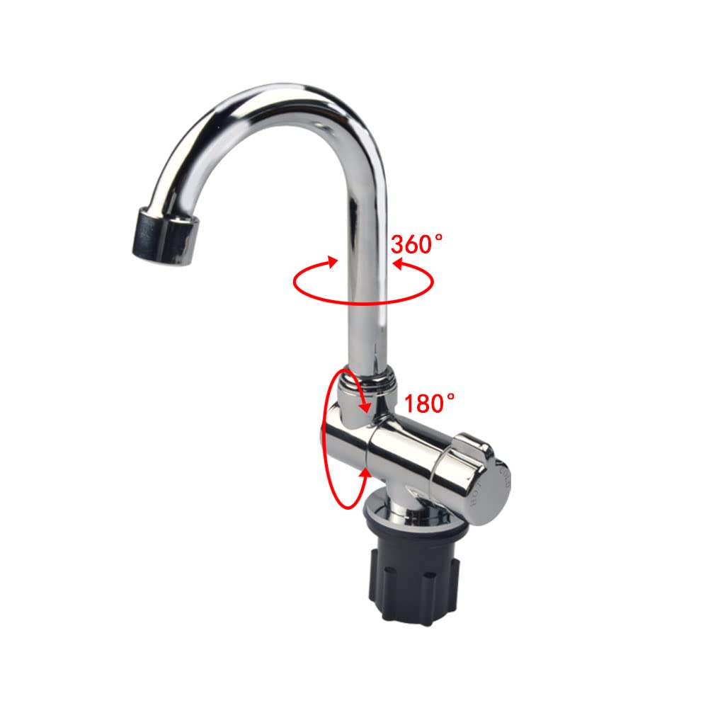 360 Degree Swivel Folding Faucet - Hot & Cold Water Kitchen Sink Faucet for RV, Marine, Camper, Boat | Bathroom, Deck & Caravan Accessories | Perfect for Outdoor Adventures & Compact Spaces