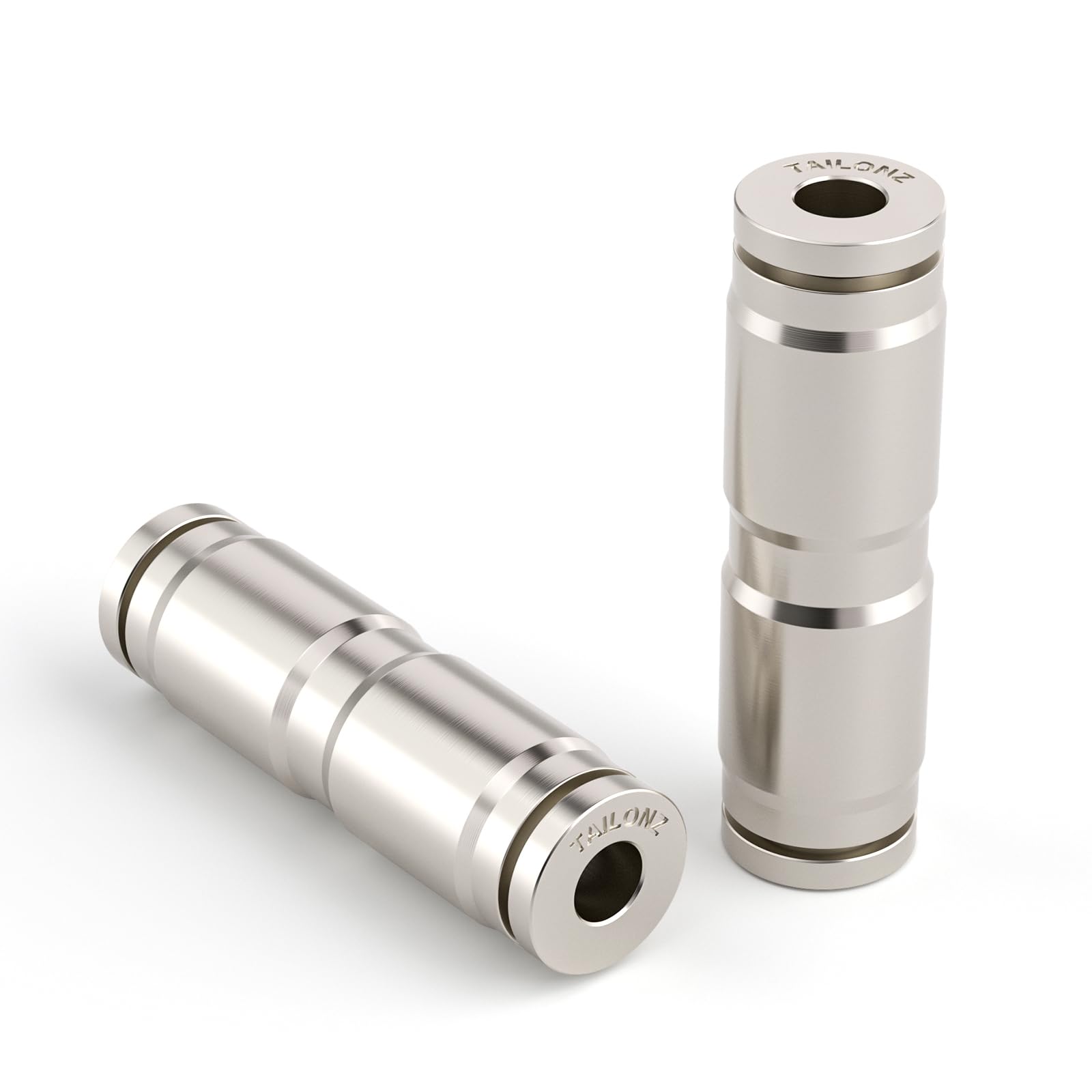 1/4 Inch OD Copper Nickel Plated Straight Union Air Fittings - Quick Connect Push Lock Tube Connectors for Pneumatic Systems (Pack of 10) - Ideal for Air Compressors, HVAC, and Industrial Automation