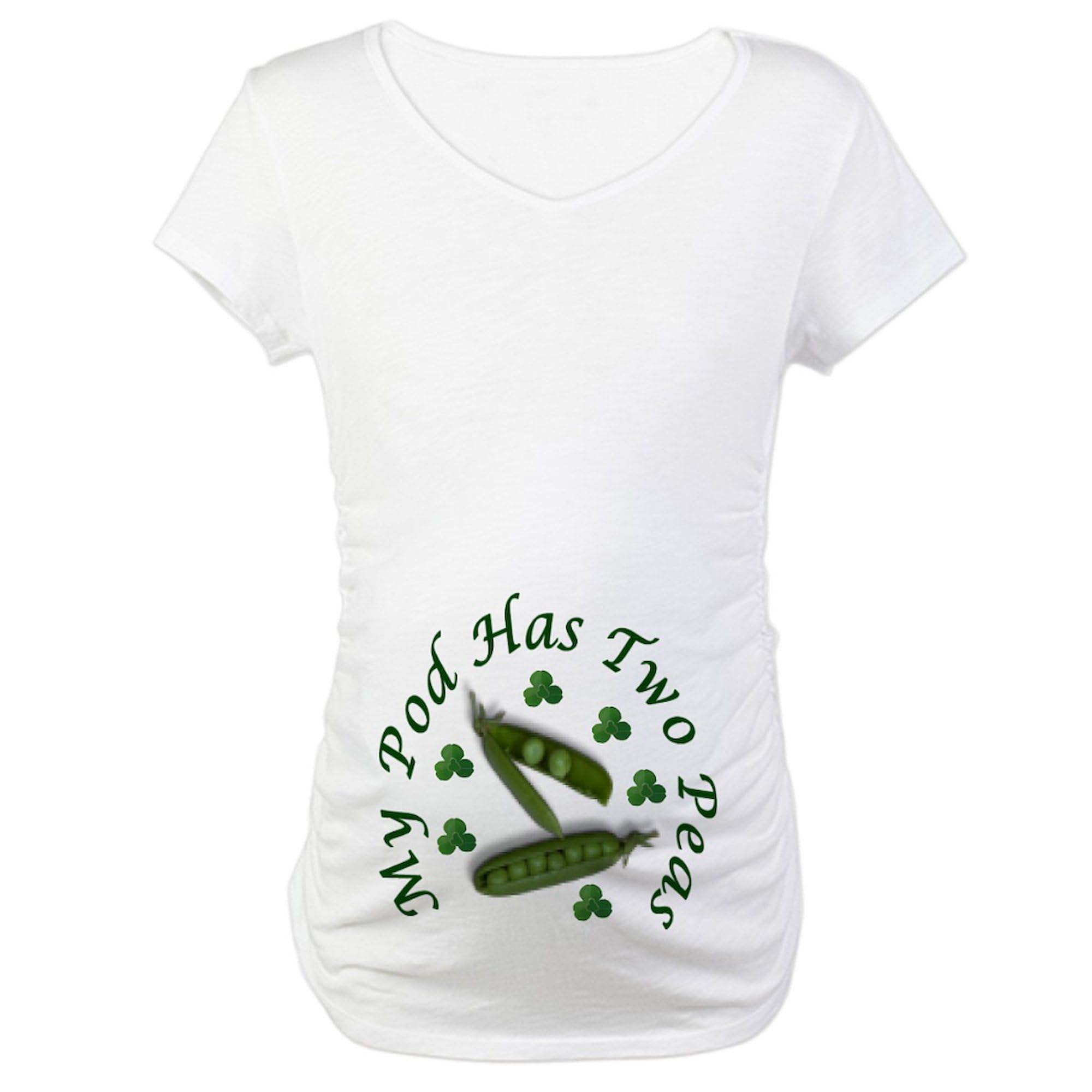 My Pod Has Two Peas Maternity T-Shirt for Women - Ruched Side Design for Comfort - Perfect for Pregnancy Announcements & Baby Showers