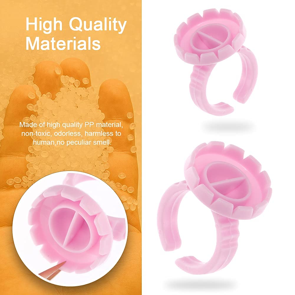 100PCS Eyelash Extension Glue Rings & Lash Glue Holder - Professional Volume Lashes Fan Making Tool - Lash Extension Supplies for Salon & Home Use - Perfect for DIY Eyelash Artists & Beginners