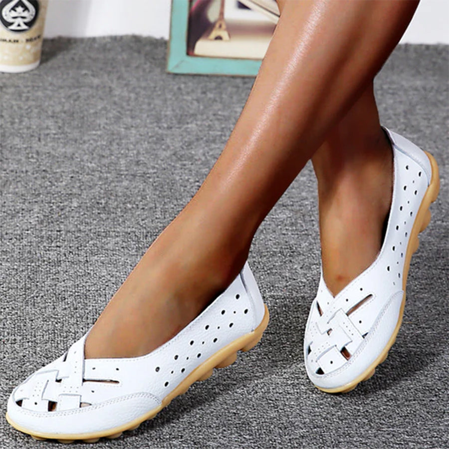 Comfortable Hollow Loafers for Women - Breathable Tendon Sole Slip-On Shoes for Casual Wear, Office & Walking