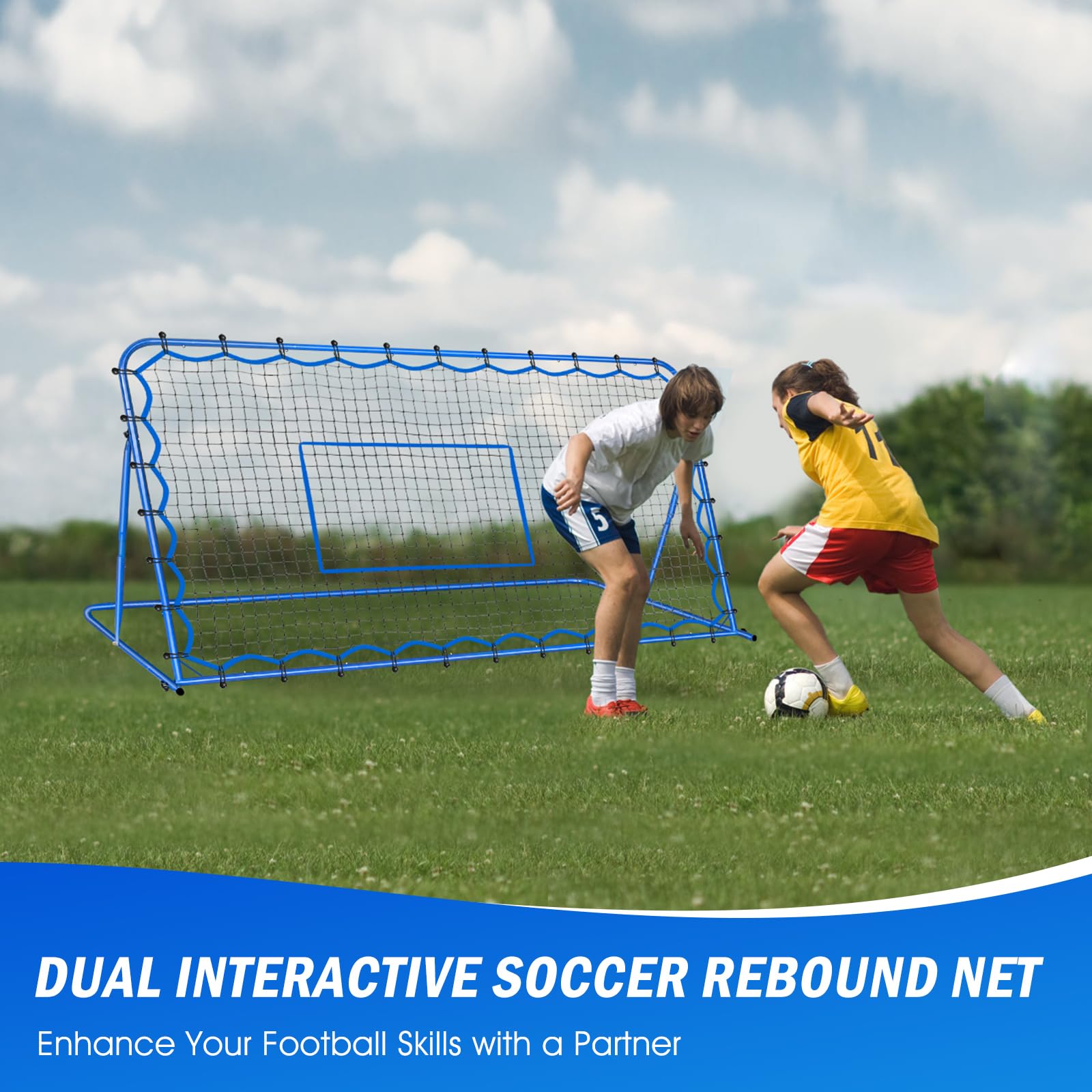Best Soccer Rebounder Net for Training - Adjustable Angle for Control & Passing Practice | Portable Football Rebound Trainer for Kids, Teens & Adults | Perfect for Backyard Drills, Team Practice & Solo Training