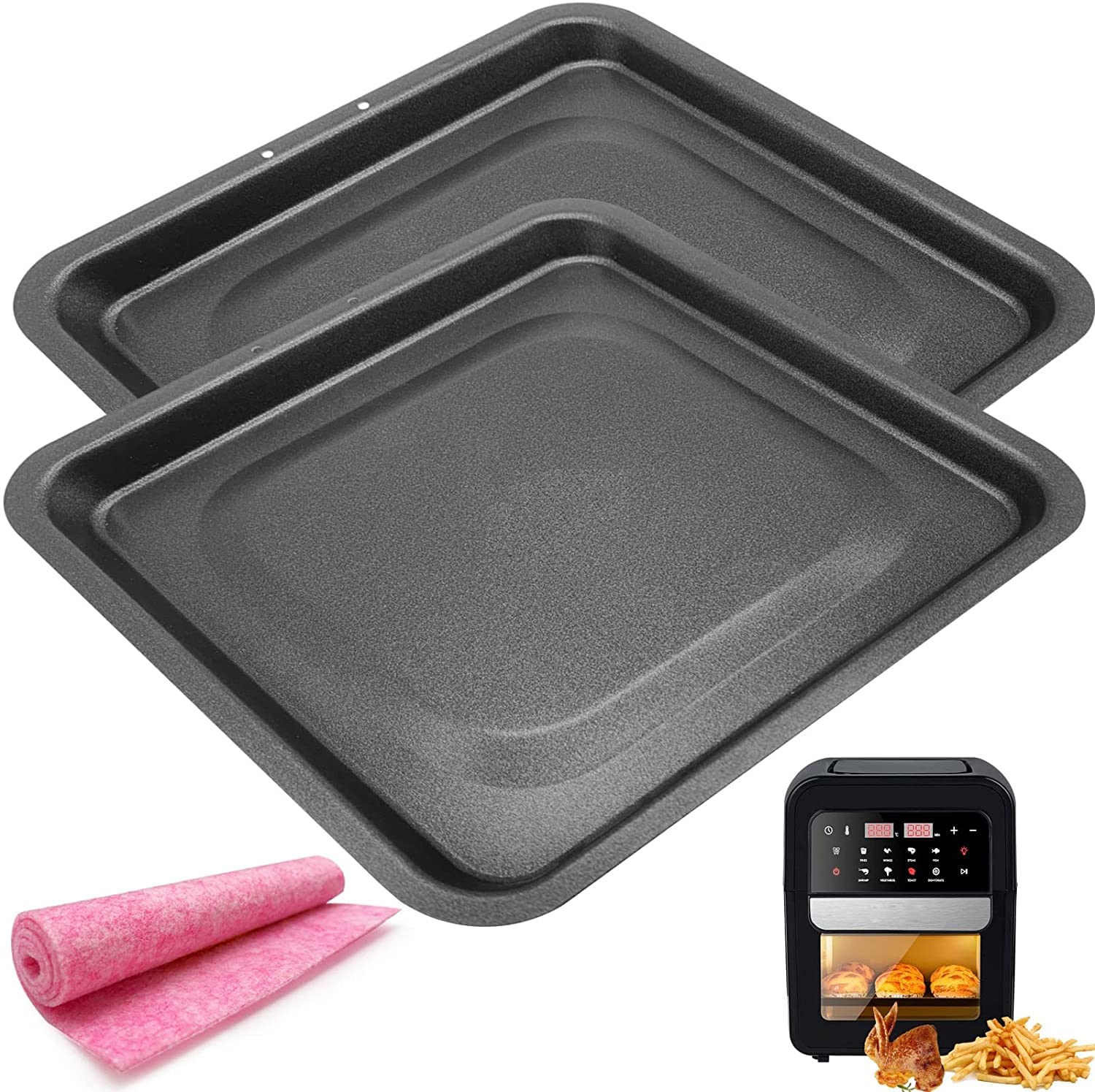 2PCS Nonstick Air Fryer Drip Tray for Instant Vortex Plus/Pro, Innsky, Chefman PowerXL - Premium Rectangular Oil Drip Pan - Dishwasher Safe - Perfect for Healthy Cooking & Easy Cleanup