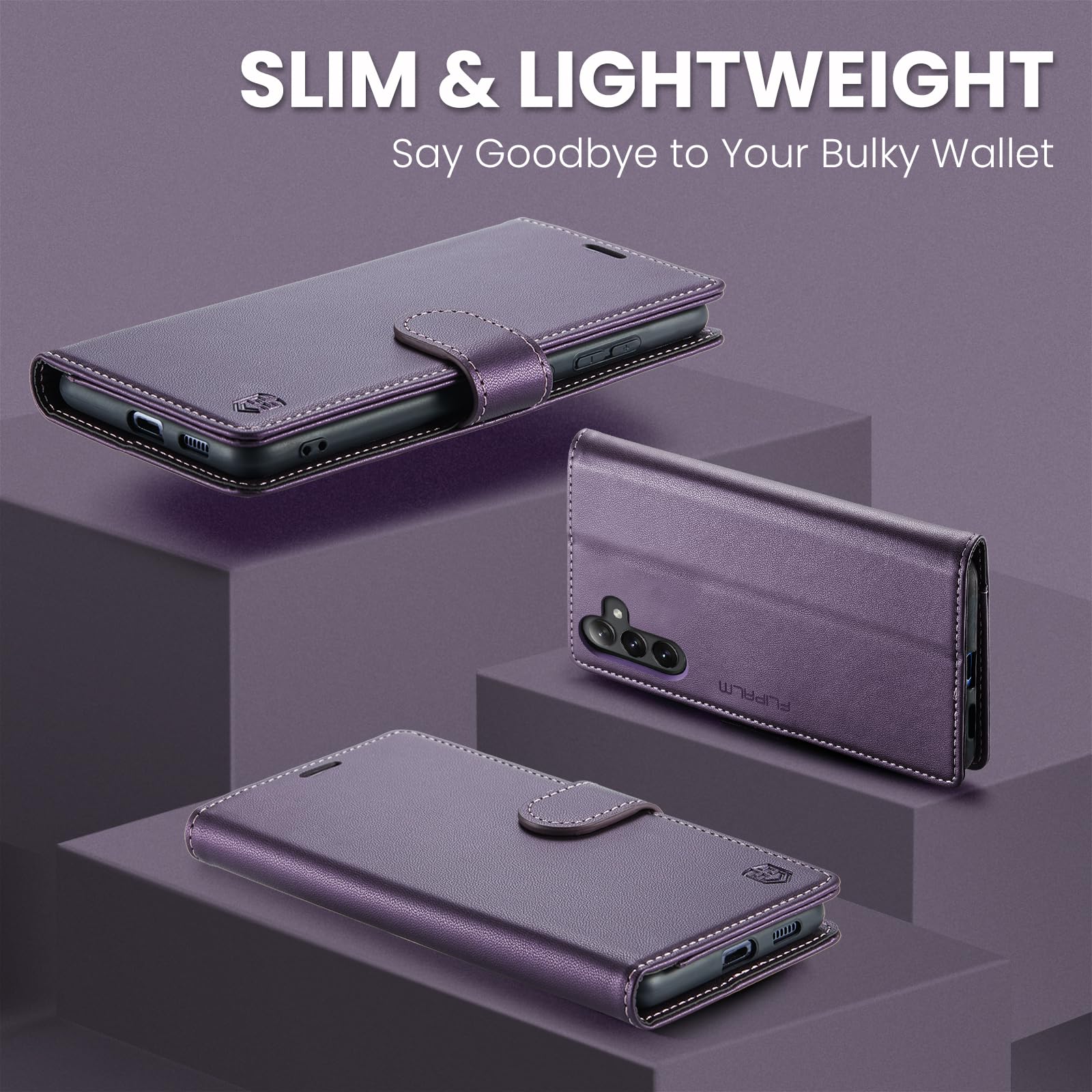Samsung Galaxy S24 Plus Wallet Case with RFID Blocking & Credit Card Slots - PU Leather Flip Cover with Kickstand, Shockproof Protective Phone Case for Men & Women (Purple) - Perfect for Travel, Work & Daily Use