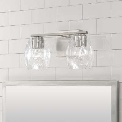 Luke Nickel Vanity Light - Modern Bathroom Lighting Fixture with Clear Glass Shades for Makeup Mirror & Vanity Area, Perfect for Bedroom, Bathroom, or Dressing Room
