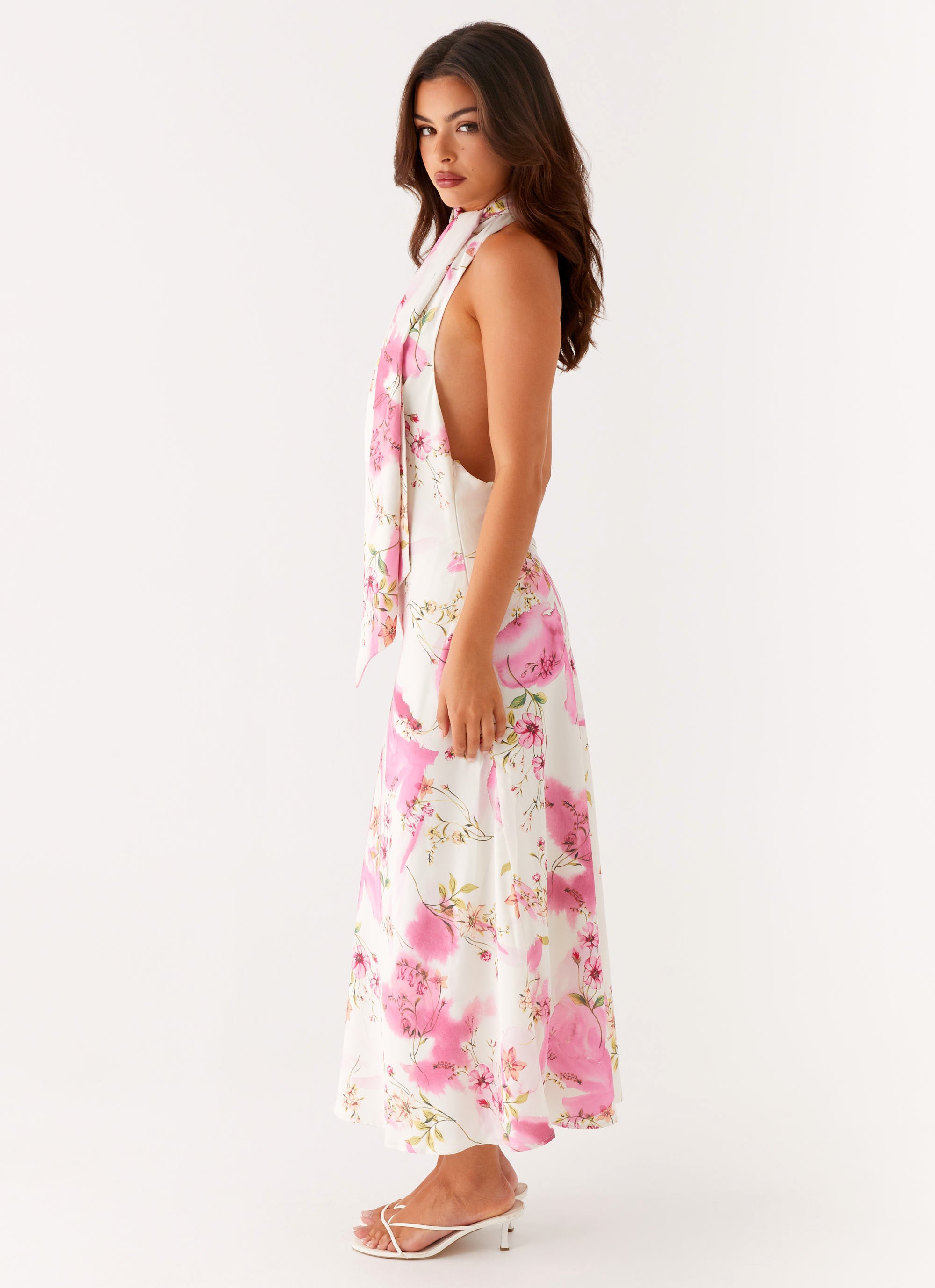 Jensen Midi Dress Ivory Floral Print - Elegant Flowy Summer Dress for Women, Perfect for Weddings, Parties & Casual Outings