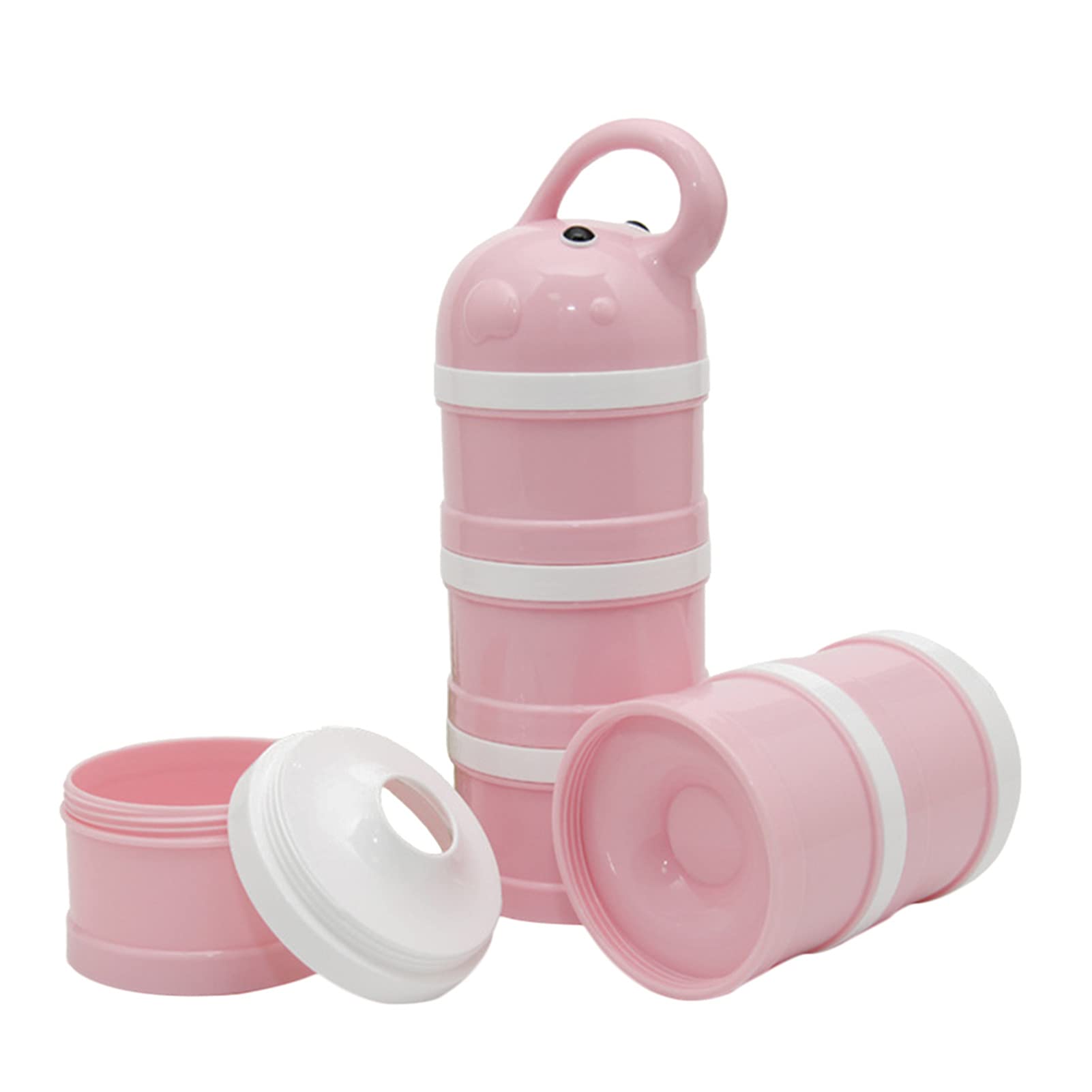 Portable 3-Layer Formula Dispenser & Milk Powder Container - Large Capacity Baby Formula Storage Box, Snack Organizer for Travel & Home Use (Pink) - Perfect for Diaper Bags, Nursery & On-the-Go Feeding