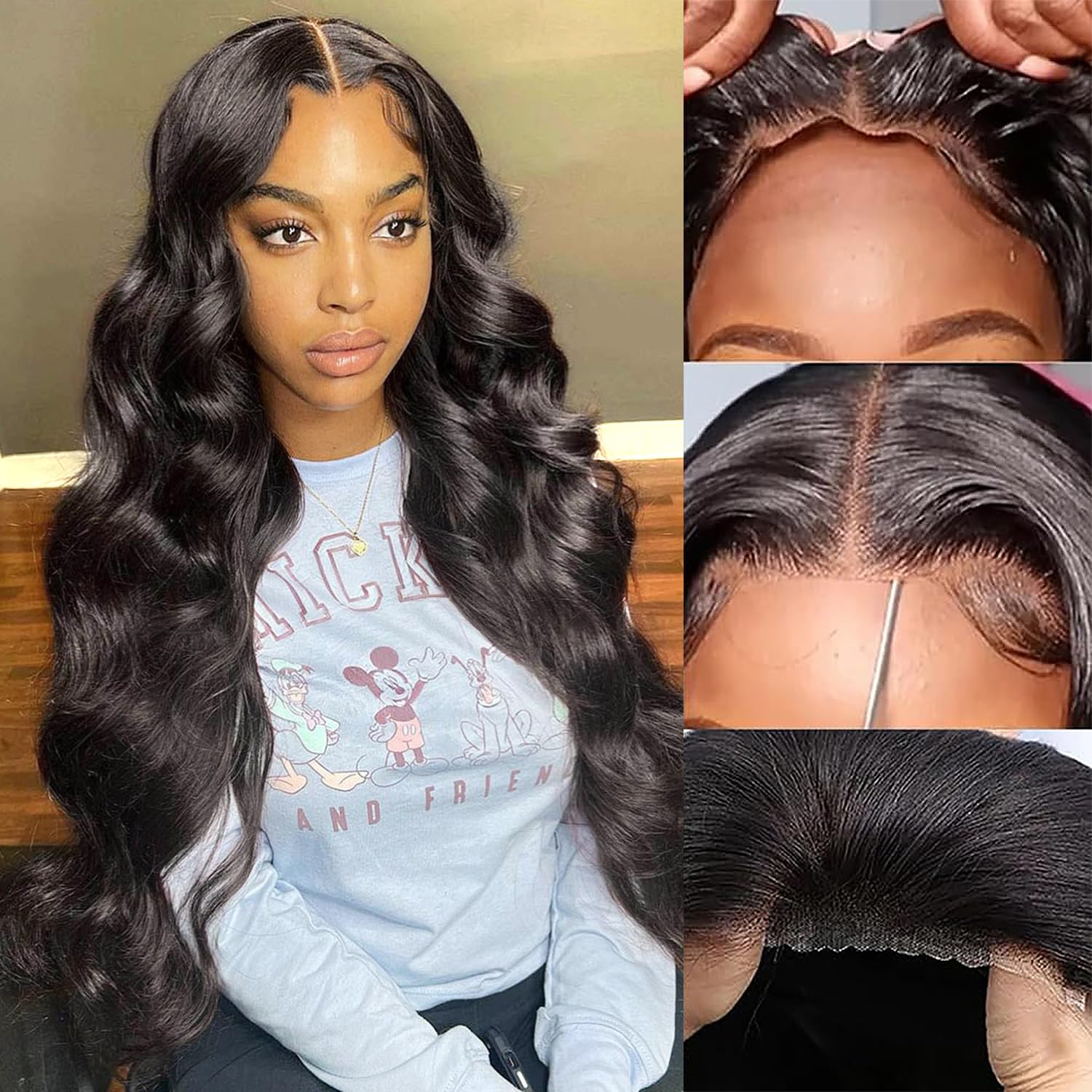 5x5 HD Lace Glueless Human Hair Wigs - 26 Inch 180 Density Body Wave Pre Plucked Pre Cut Ready to Wear Wig for Beginners | Natural Looking No Glue Lace Front Wig for Daily Wear, Parties & Special Occasions