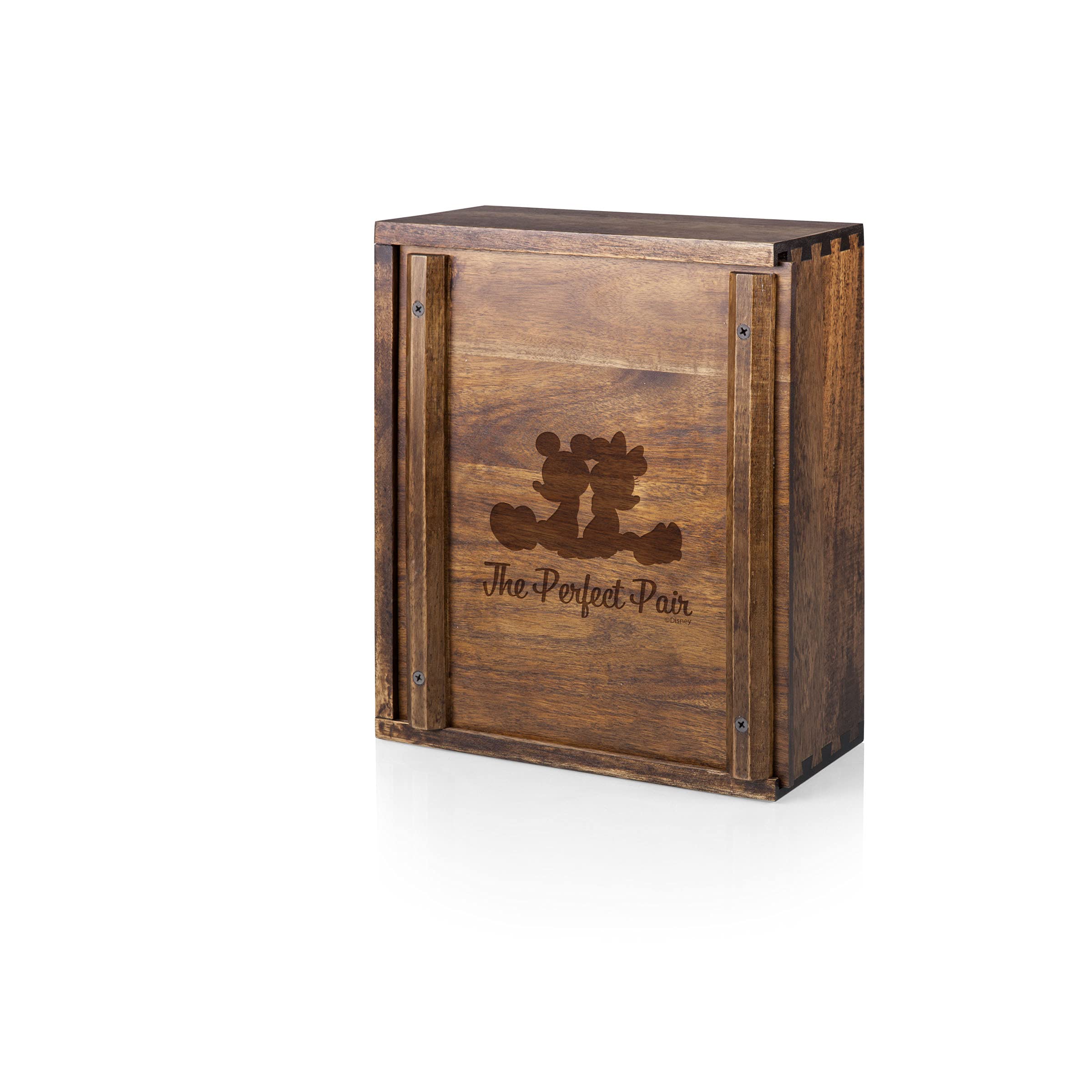 Disney Mickey Mouse & Minnie Mouse Acacia Wood Drinking Glasses Gift Set - Perfect for Disney Fans, Birthday Gifts, Anniversary Presents, and Themed Parties