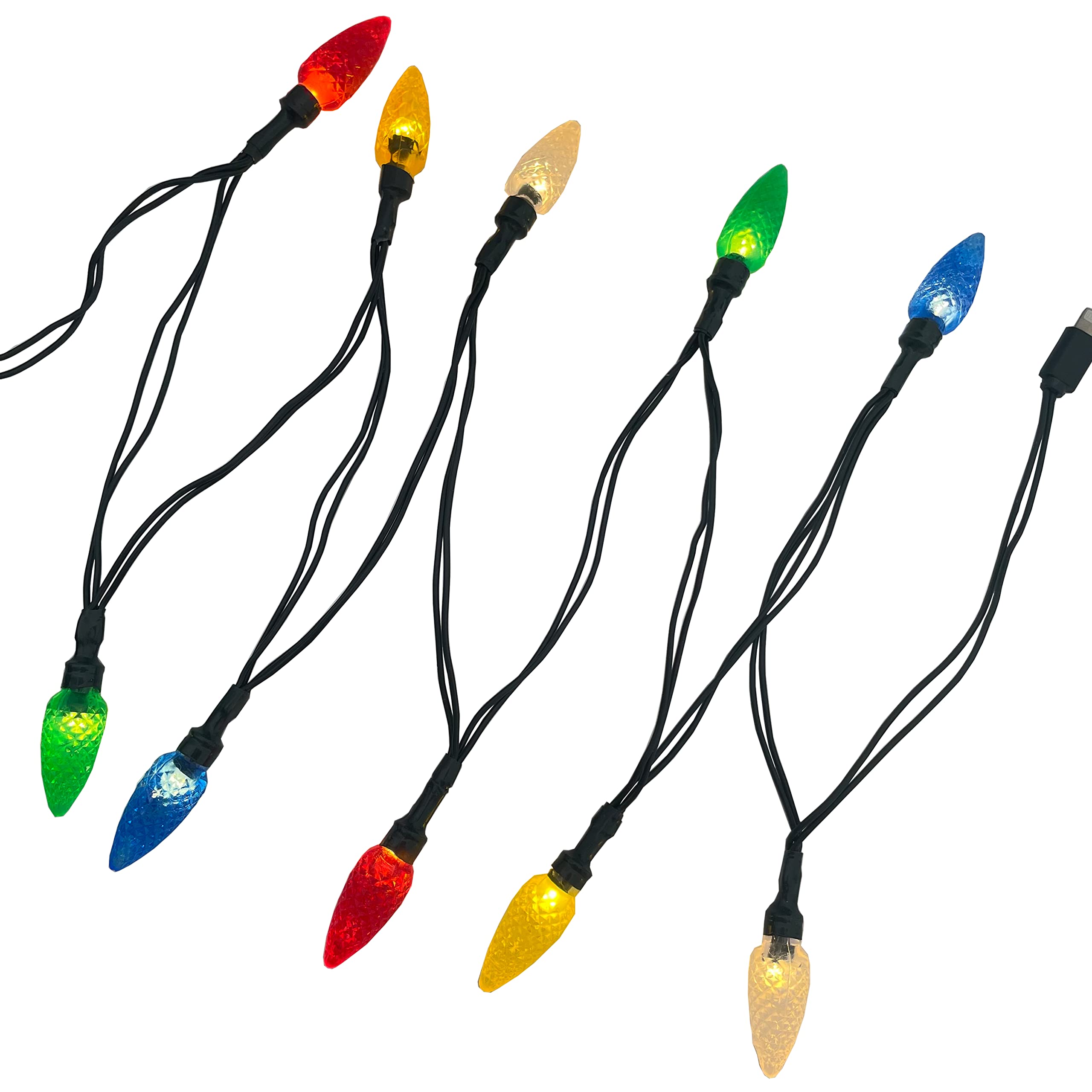 50-inch LED Christmas Lights Phone Charger Cable - 10 Multicolor LED Bulbs USB Charging Cord for iPhone 13/12/11/X/XR/XS & More - Perfect for Holiday Decorations & Festive Gift Giving