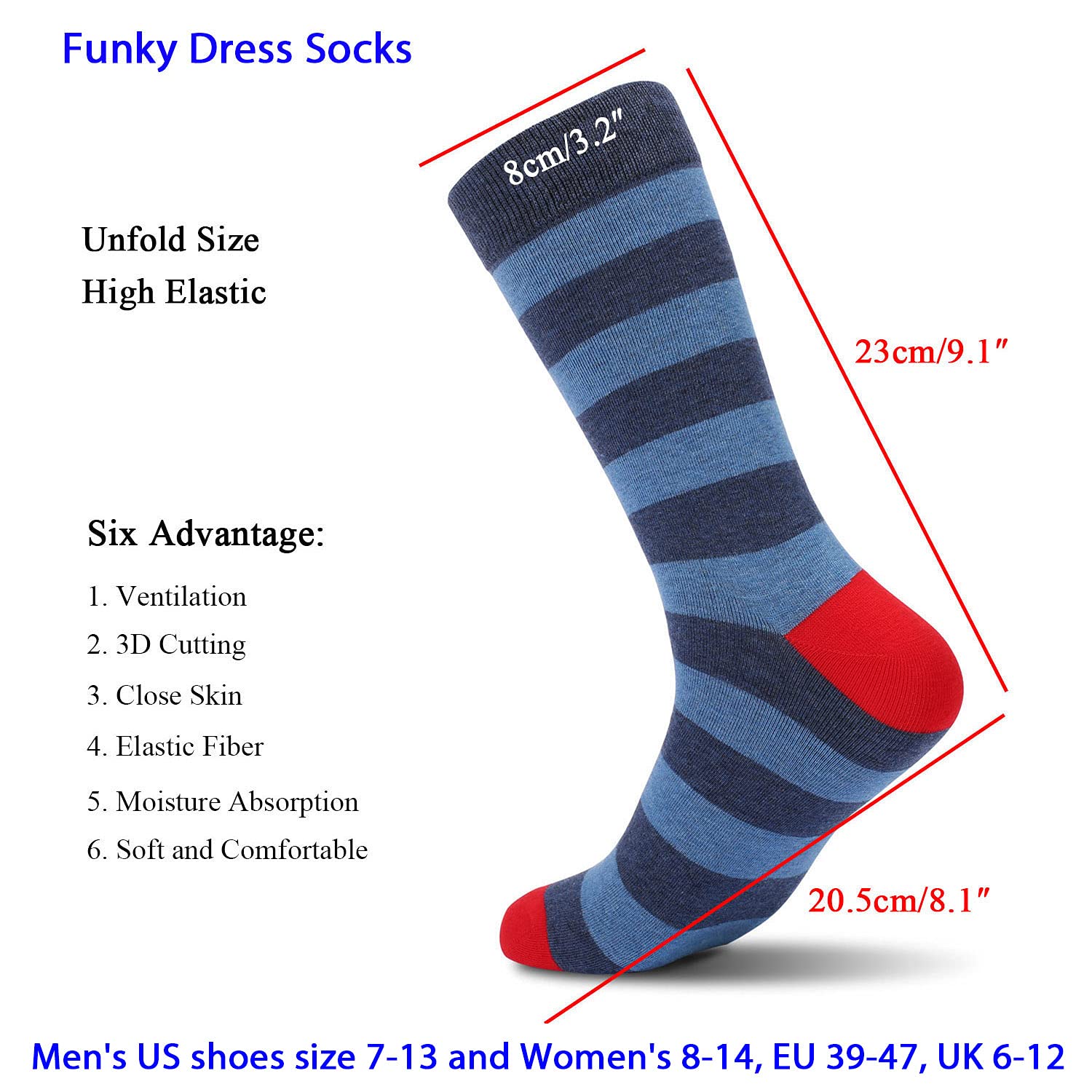 DRASEX Men's Dress Socks - Colorful Crew Socks for Business & Casual Wear - Soft Cotton with Fun Patterns - Perfect for Office, Parties & Everyday Comfort