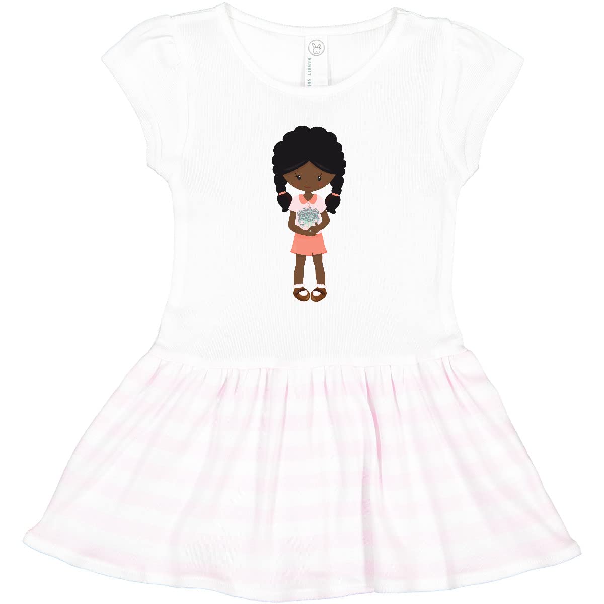 Inktastic Spring Girl African American Toddler Dress - Cute Floral Print Casual Outfit for Girls, Perfect for Easter, Birthday Parties & Family Photos