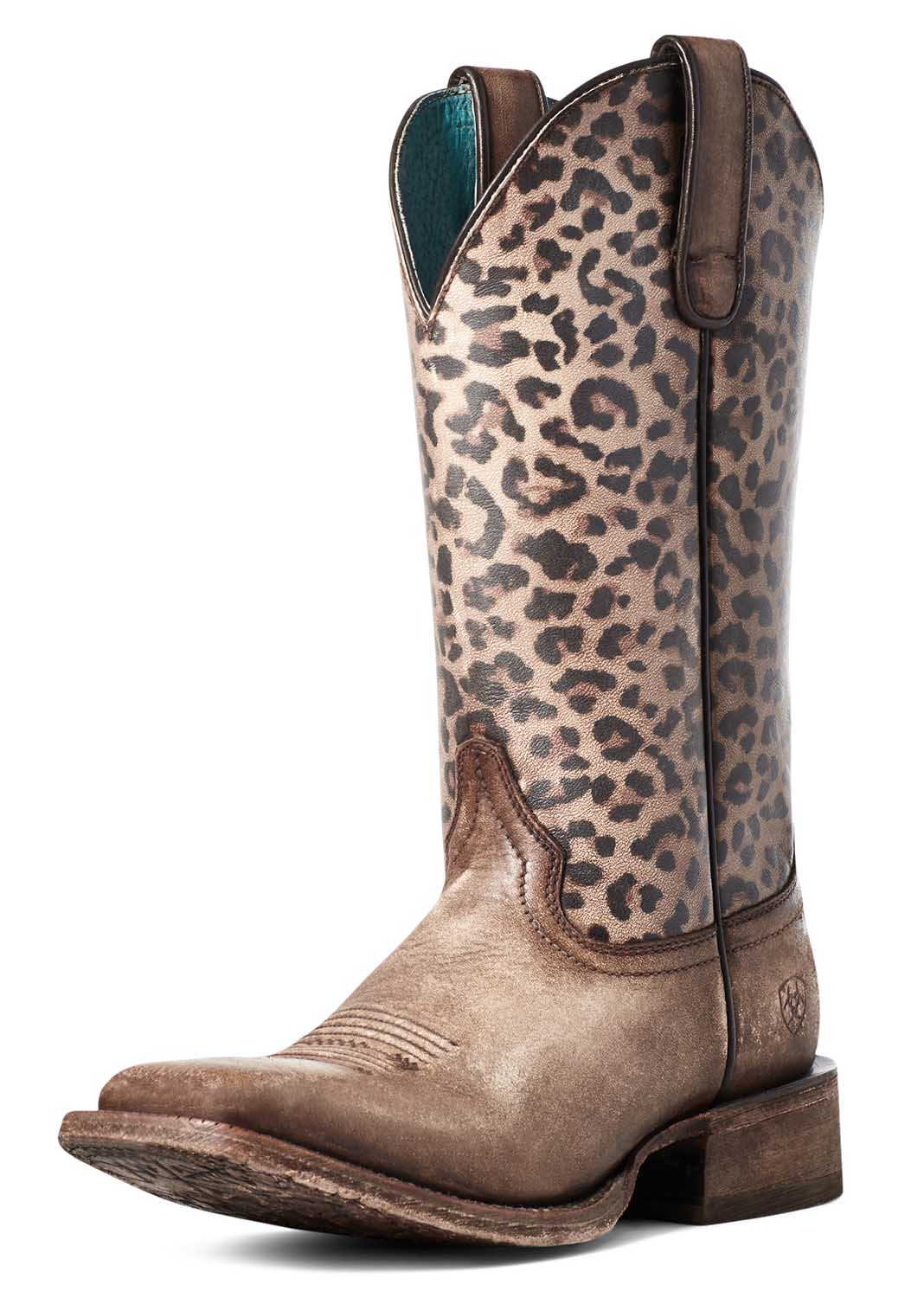 Ariat Women's Circuit Savanna Cheetah Western Boots - Naturally Distressed Brown Leather Cowgirl Boots for Riding, Country Fashion & Outdoor Events