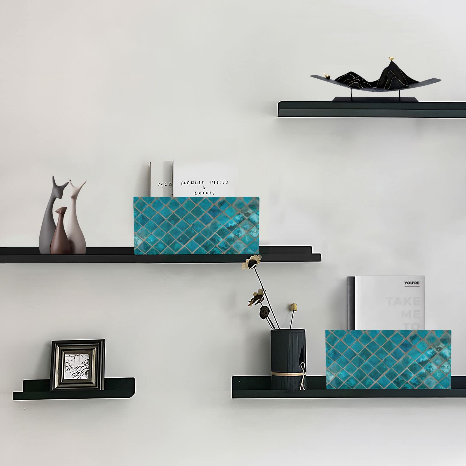 Shiny Turquoise Ceramic Storage Baskets - Foldable Organizer for Shelves, Closet & Nursery