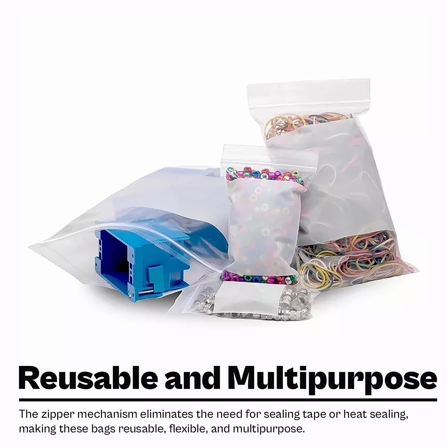 Resealable Plastic Bags 6x9 Inches - 4 Mil Thick Clear White Block Storage Bags (Pack of 1000) | Food Storage, Freezer Bags, Organizing Crafts & Office Supplies