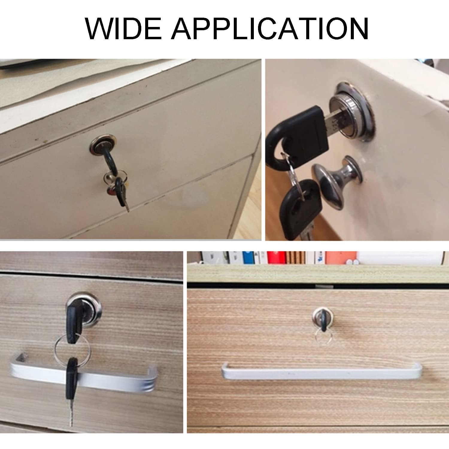 MroMax 6-Piece Zinc Alloy Drawer Cabinet Lock Set - Keyed Alike Cupboard & Desk Locks for Home, Office, and Retail Display Cases - Secure Storage Solutions for Jewelry, Cash, and Important Documents