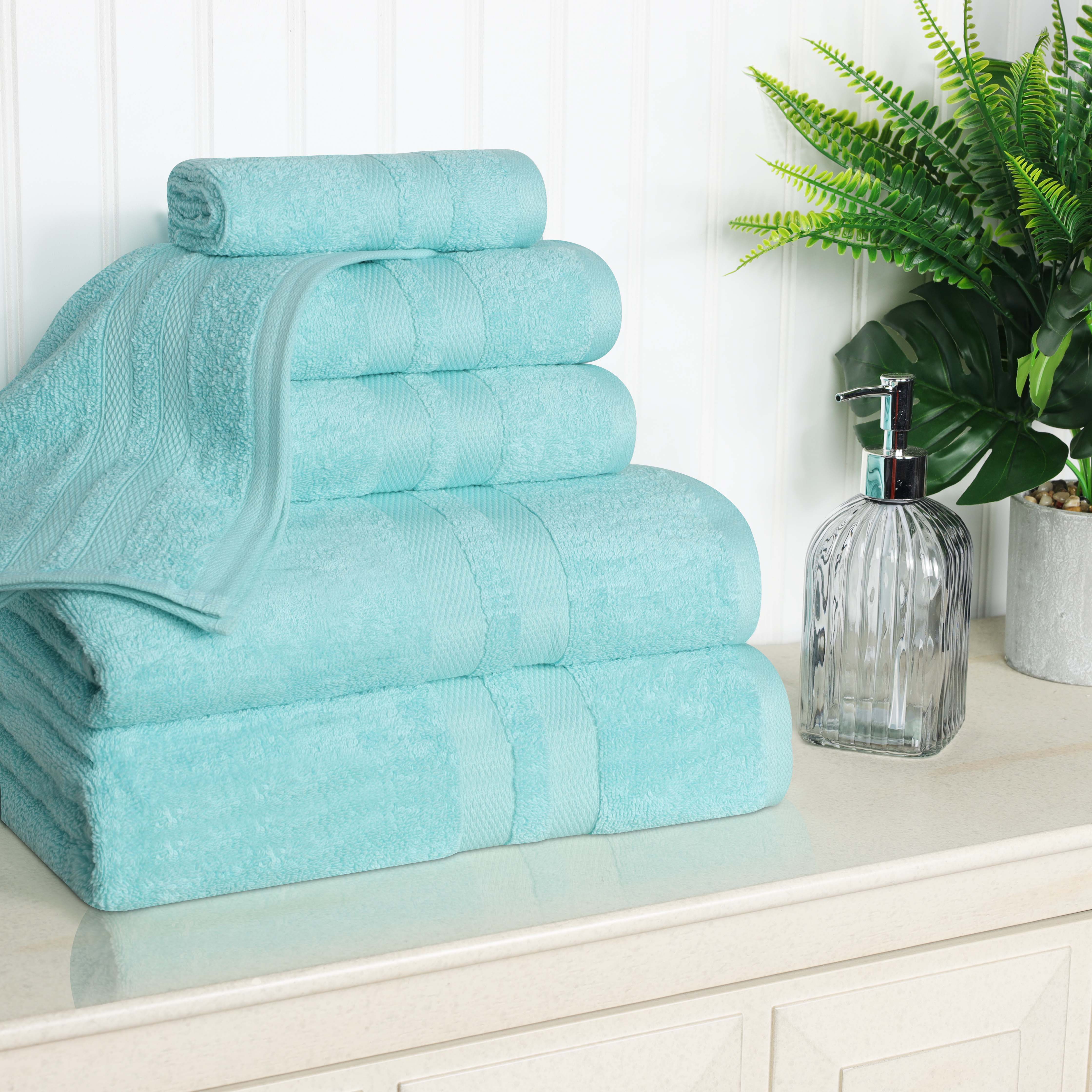 Ultra Soft Cotton Absorbent Bath Towel Set - 6 Piece Solid Color Collection for Spa, Gym & Luxury Home Use