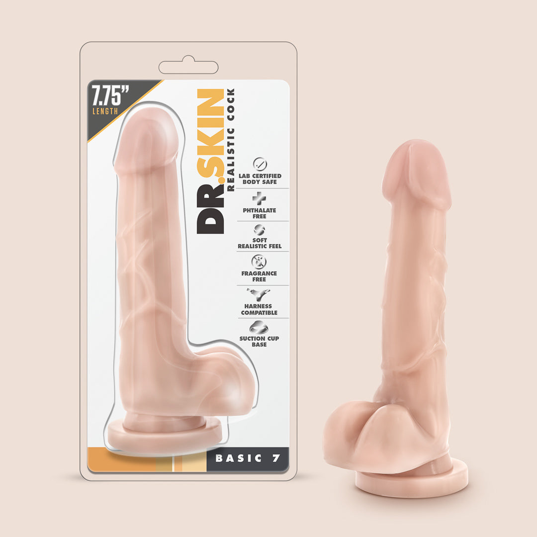 Realistic 7.75 Inch Dildo with Balls - Lifelike Skin Feel for Solo Play & Couples Use | Dr. Skin Adult Toy for Enhanced Pleasure & Intimacy