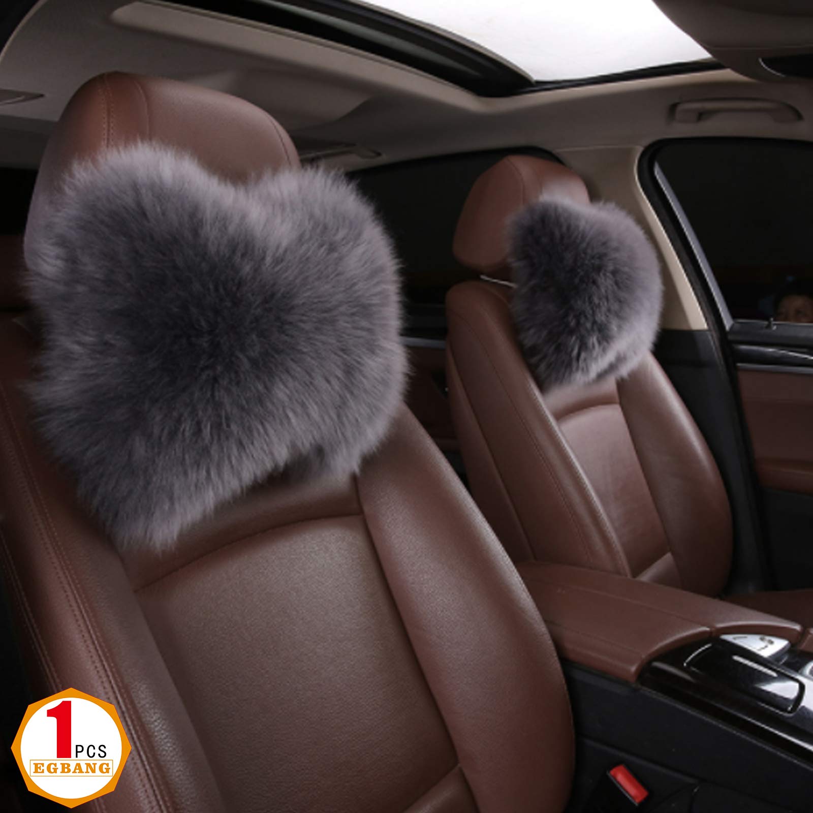 **Warm Winter Wool Car Seat Neck Pillow - Soft Headrest & Head Support for Comfort - Grey Car Decor Accessories (Perfect for Long Drives & Travel)**