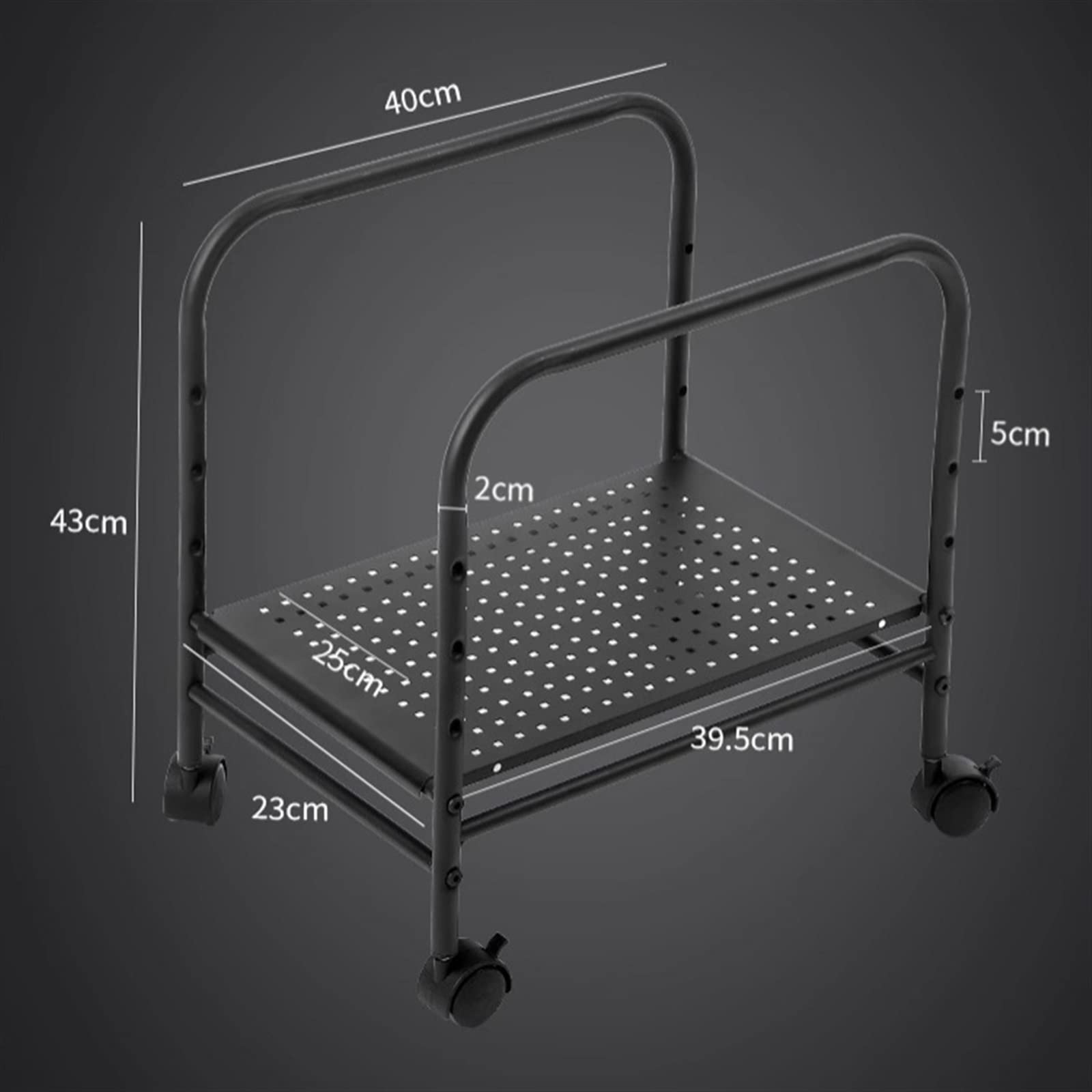 Adjustable Rolling CPU Stand with 360° Locking Casters - Mobile PC Tower Holder for Desktop Computer Case & Printer - Black (Perfect for Office, Gaming Setup & Home Workspace Organization)