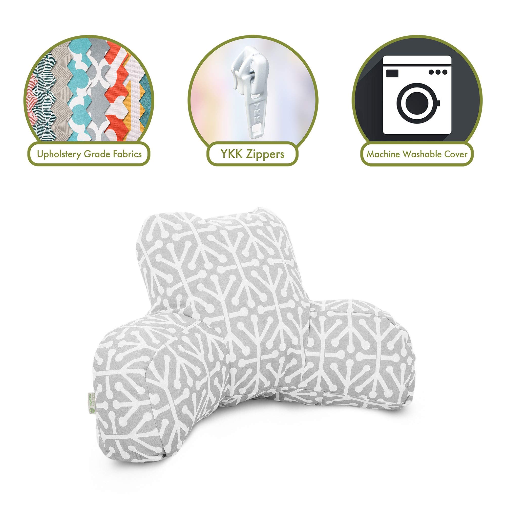 Majestic Home Goods Aruba Reading Pillow - Soft Gray Backrest Support for Bed, Sofa & Floor - Perfect for Reading, Watching TV, or Relaxing