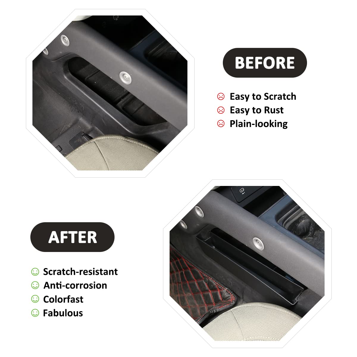 YIWANG ABS Black Car Central Storage Box for Land Rover Defender 90 & 110 (2020-2022) - Car Center Console Side Storage Box & Phone Holder - Perfect for Road Trips & Off-Road Adventures