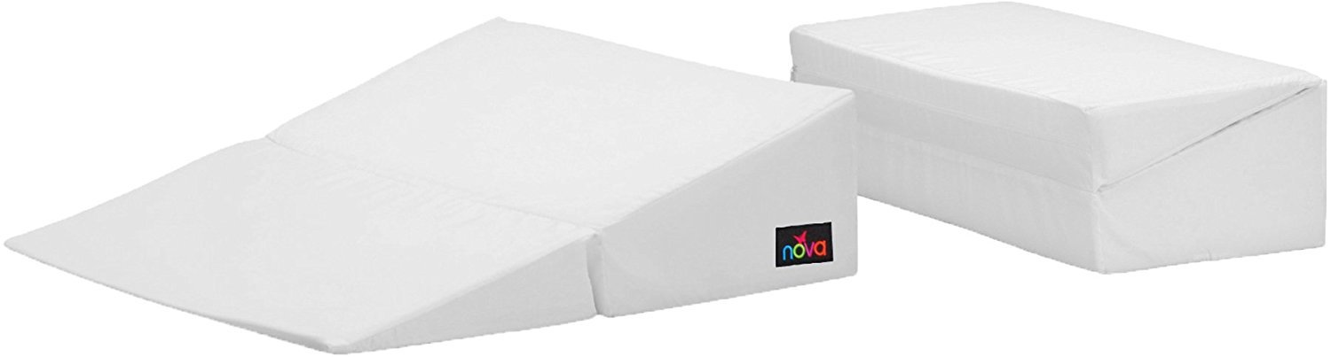 NOVA Medical Folding Bed Wedge Pillow - 12 Inch White Foam Wedge for Sleeping, Acid Reflux, Back Pain Relief - Home & Hospital Use