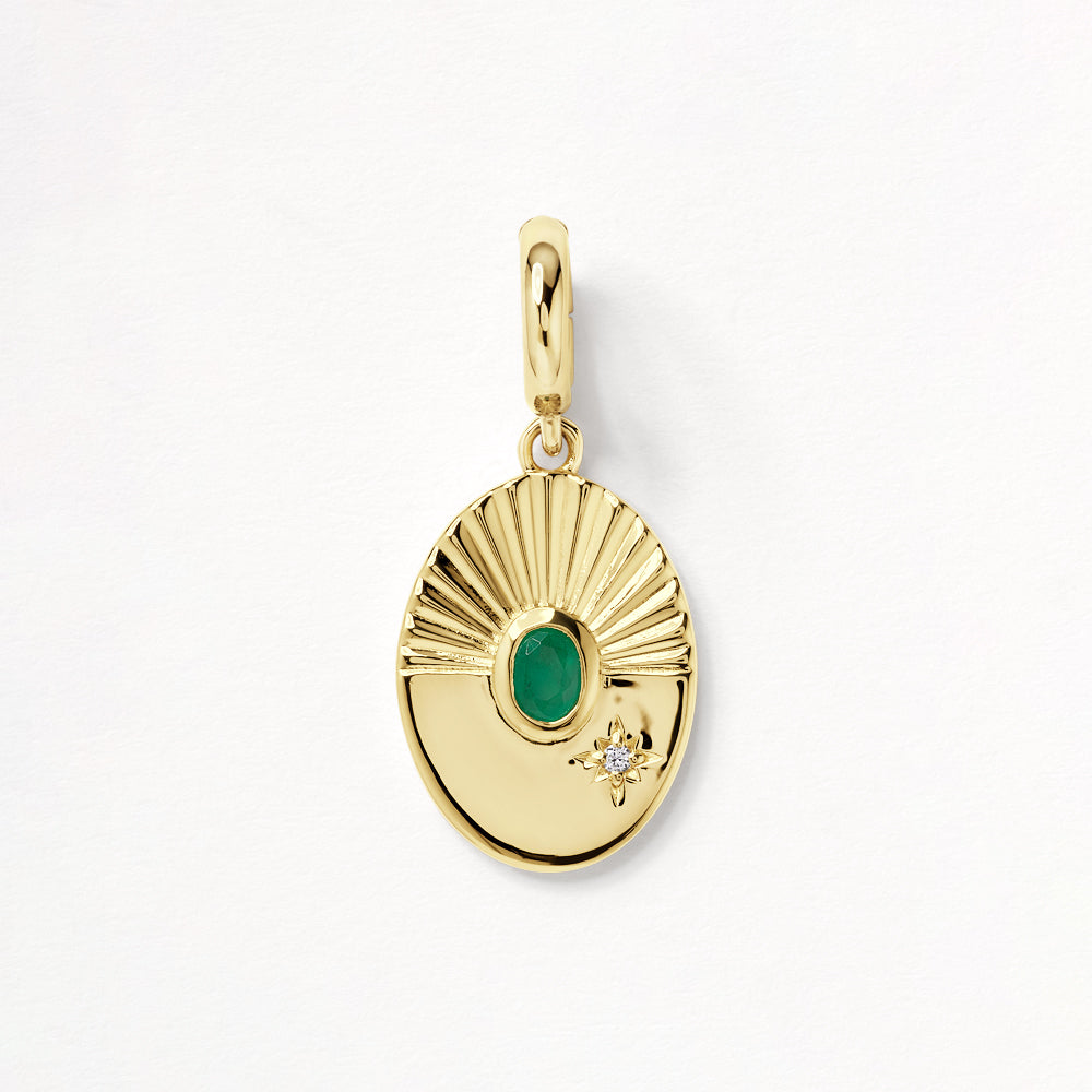 Emerald Green Sunray Oval Pendant Necklace in 14K Gold - Elegant Jewelry Gift for Women, Perfect for Weddings, Anniversaries & Special Occasions