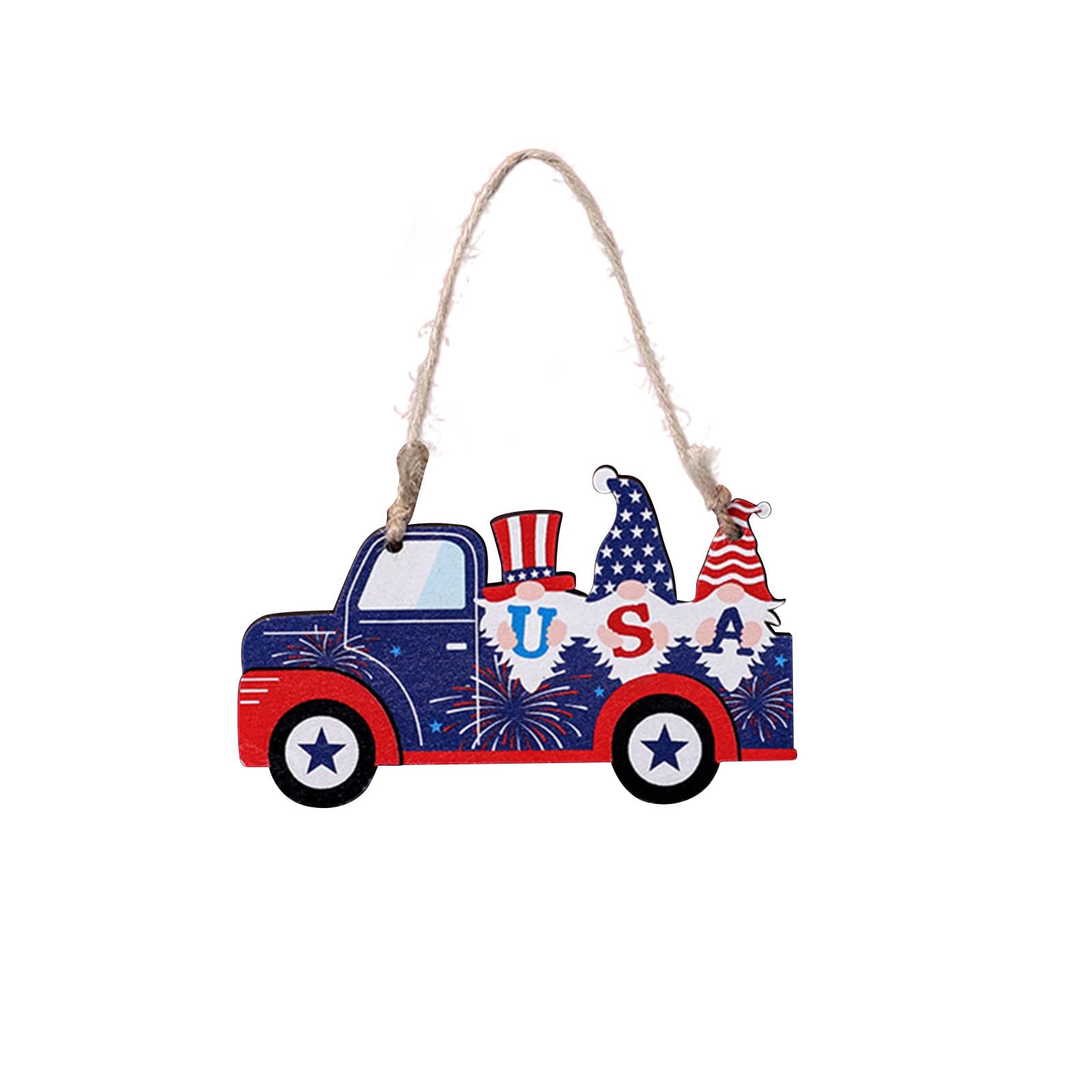 Patriotic Wooden Hanging Gnome Ornament - Faceless Independence Day Decor for Indoor Party & Home Celebration - Perfect for 4th of July, Memorial Day, and American Holiday Festivities