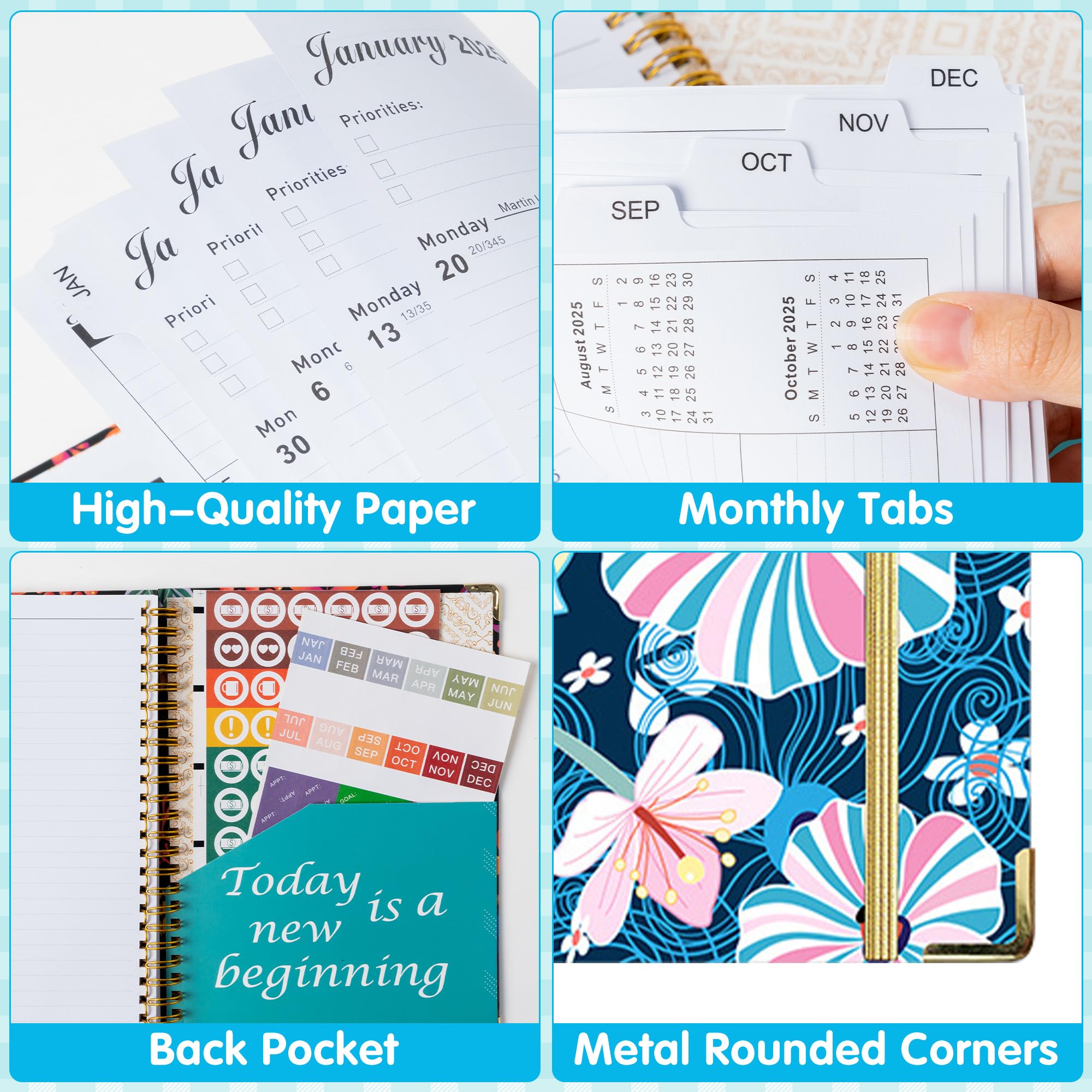 2025 Planner Gift Set - 12-Month Daily Weekly Monthly Organizer Notebook 8.4
