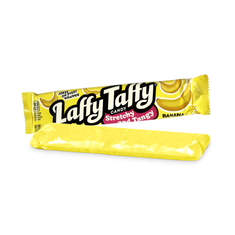 Ferrara Laffy Taffy Banana Candy - 1.5oz (24 Count Bulk Pack) - Perfect for Halloween, Party Favors & Office Snacks