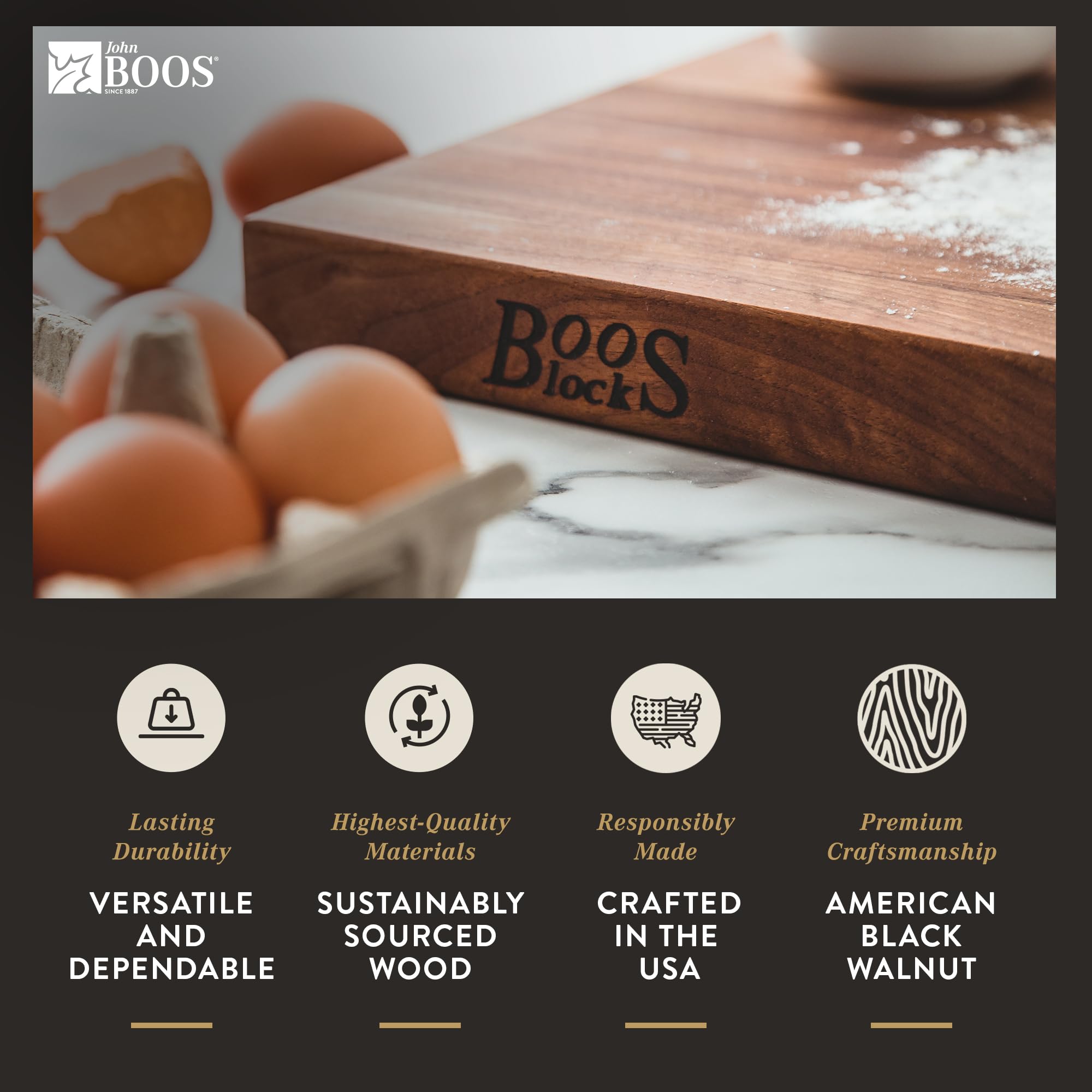 John Boos Block Reversible Walnut Wood Cutting Board - 18