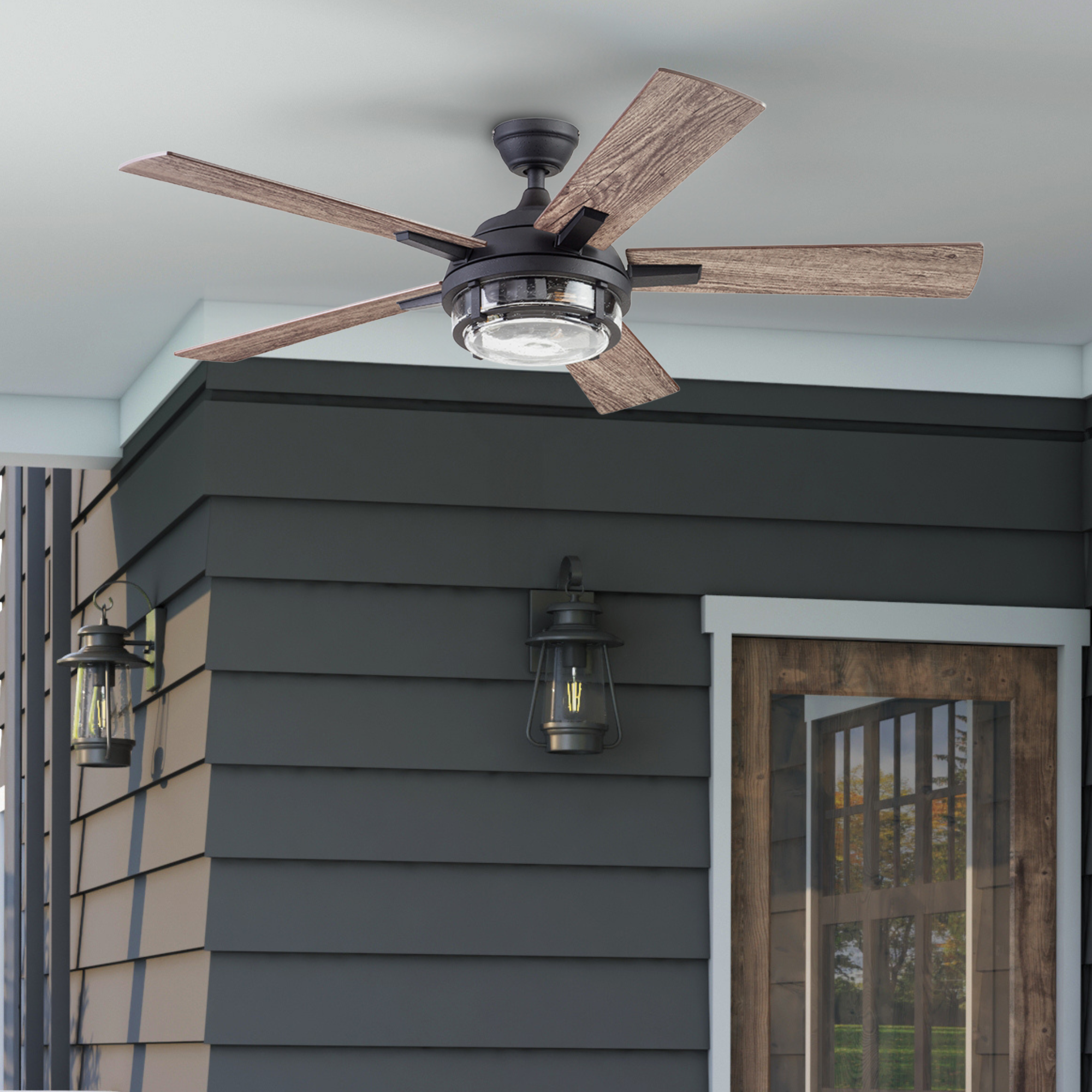 52 Inch Freyr Textured Black Ceiling Fan with Remote Control - Indoor/Outdoor Use for Living Room, Bedroom, Patio & Covered Porch