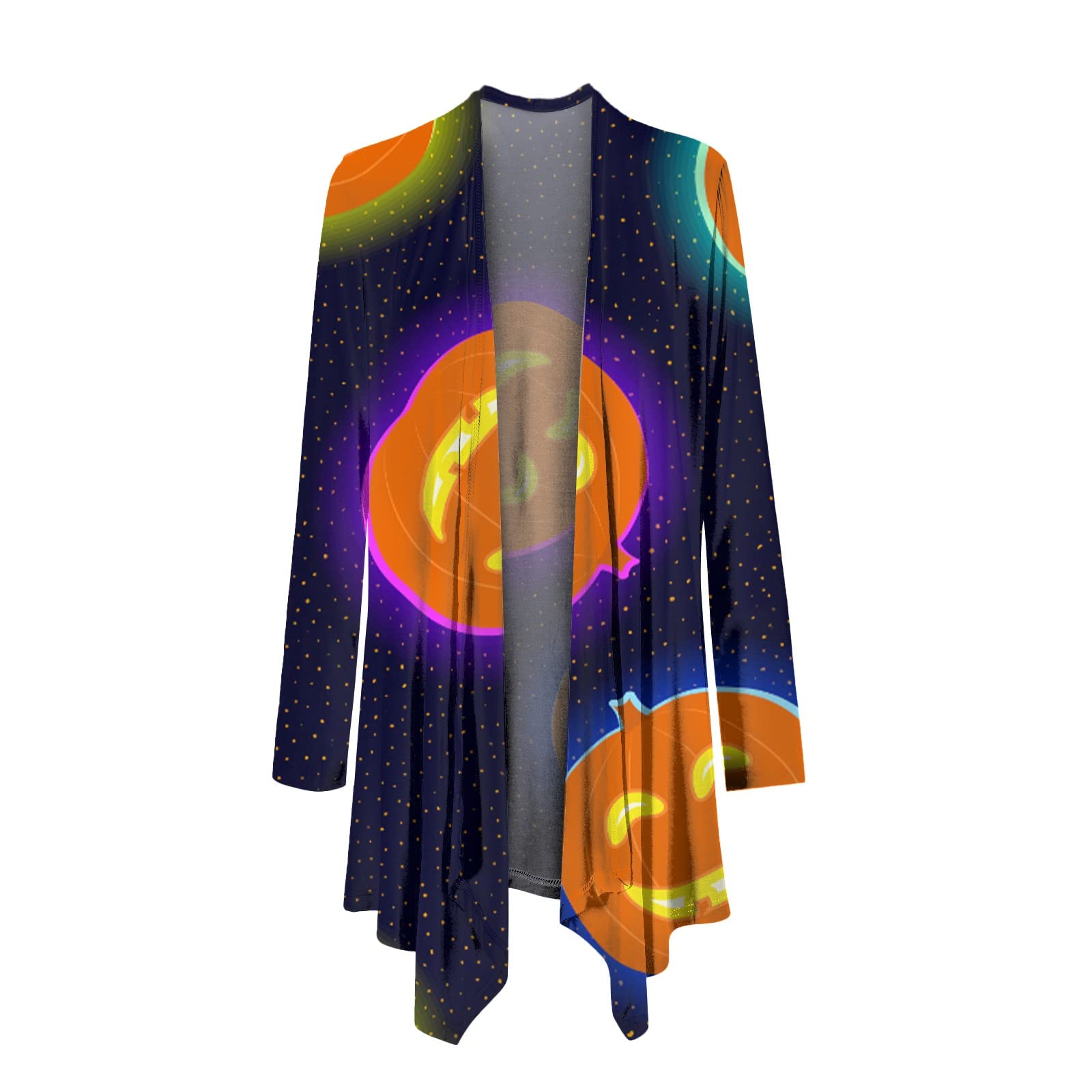Women's Halloween Costume Cardigan - Long Sleeve Printed Sweater Jacket for Parties, Cosplay & Fall Fashion | Cute Casual Halloween Outfit for Women