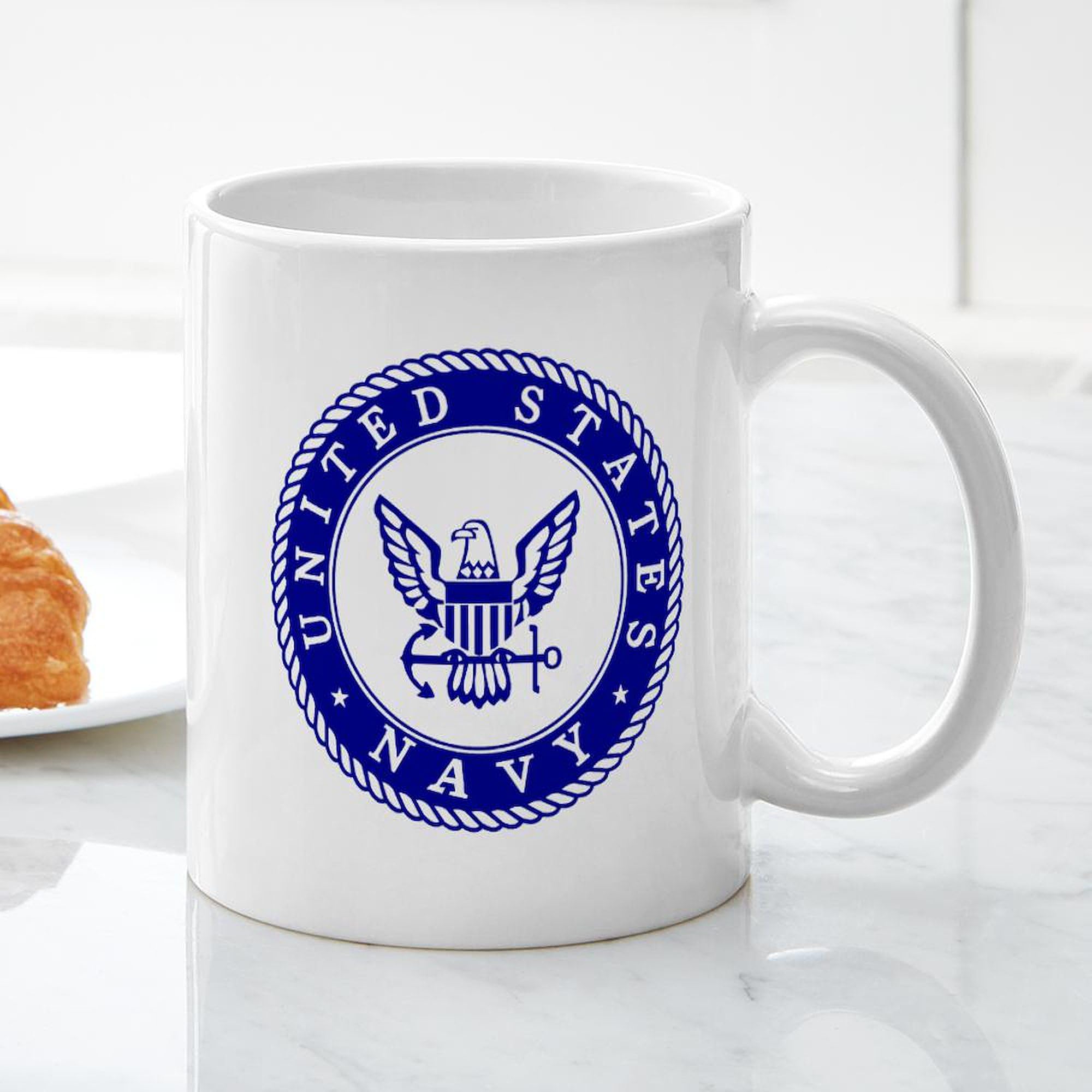 US Navy 11 oz (325 ml) Ceramic Coffee Mug - Durable Navy-Themed Cup for Hot & Cold Drinks - Perfect for Military Gifts, Office Use, and Coffee Lovers