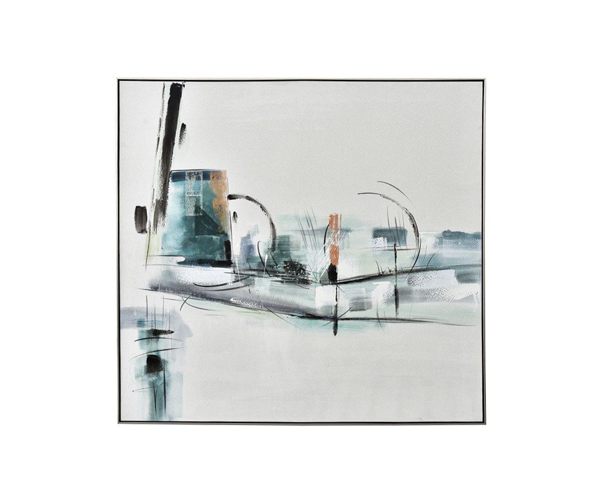 Abstract Fjords Oil Painting - Handmade Nordic Landscape Art for Home & Office Decor - Perfect for Living Room, Bedroom, or Office Wall