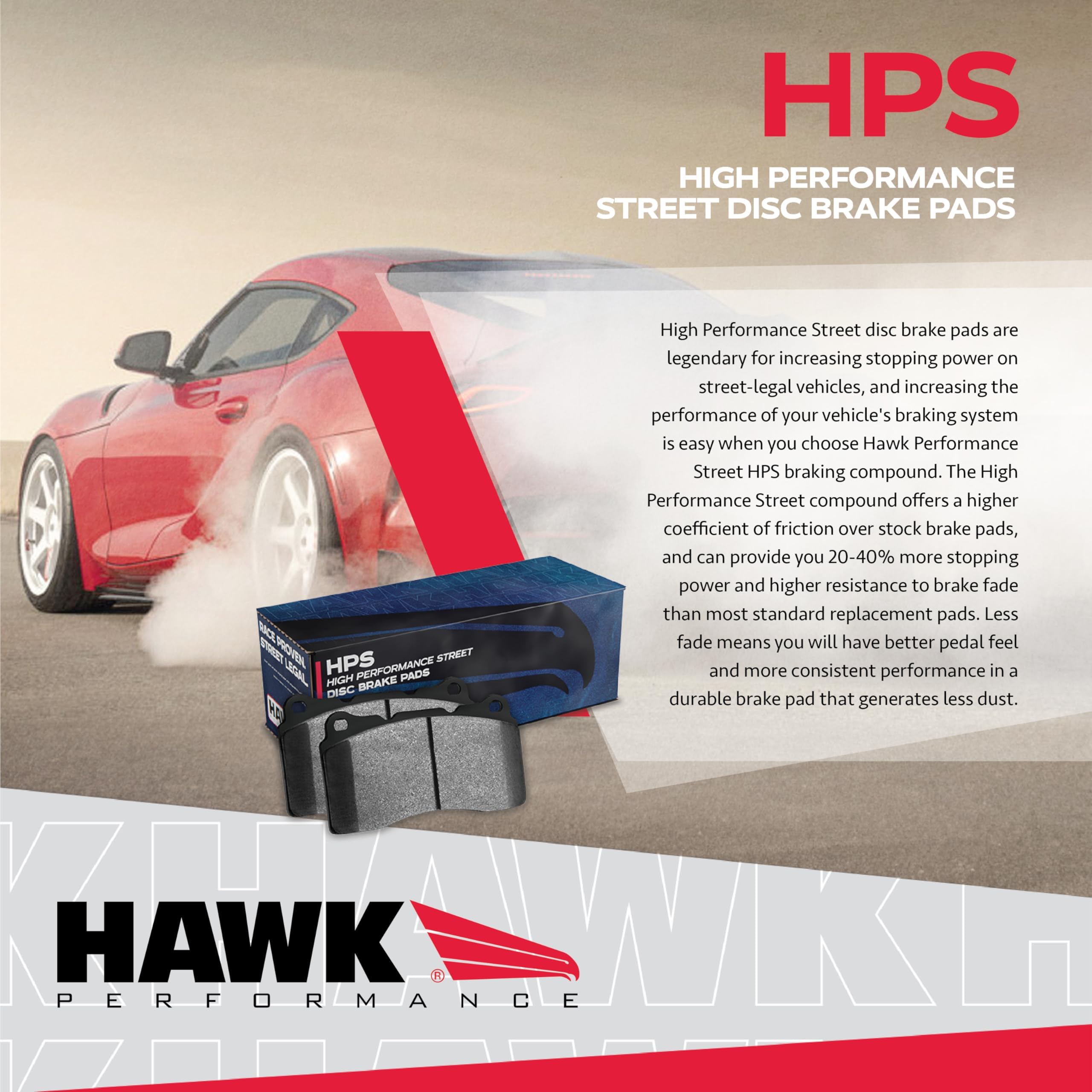 HB453F.585 HPS Performance Street Brake Pads - High Performance Ceramic Brake Pads for Cars & Trucks - Perfect for Daily Driving, Racing & High-Speed Performance - Low Noise & Dust Formula