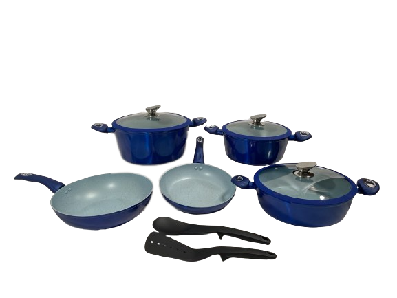 10-Piece Paris Blue Granite Marble Set - Elegant Kitchen & Dining Tableware for Entertaining - Perfect for Dinner Parties, Weddings & Home Decor