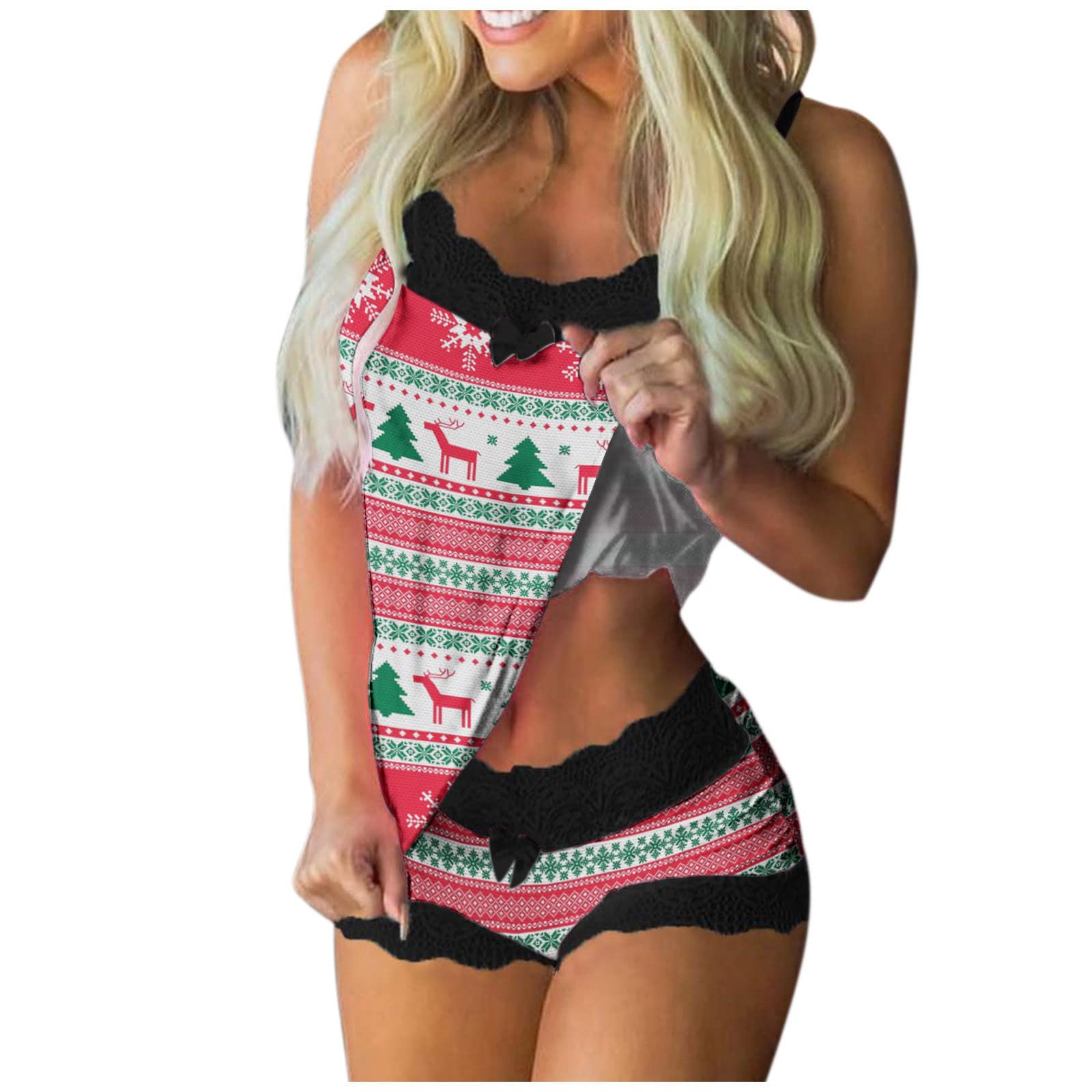 **Sexy Women's Pajama Set - Soft Sleepwear & Lingerie Nightgown for Lounge & Bedtime - Perfect for Valentine's Day & Romantic Evenings**