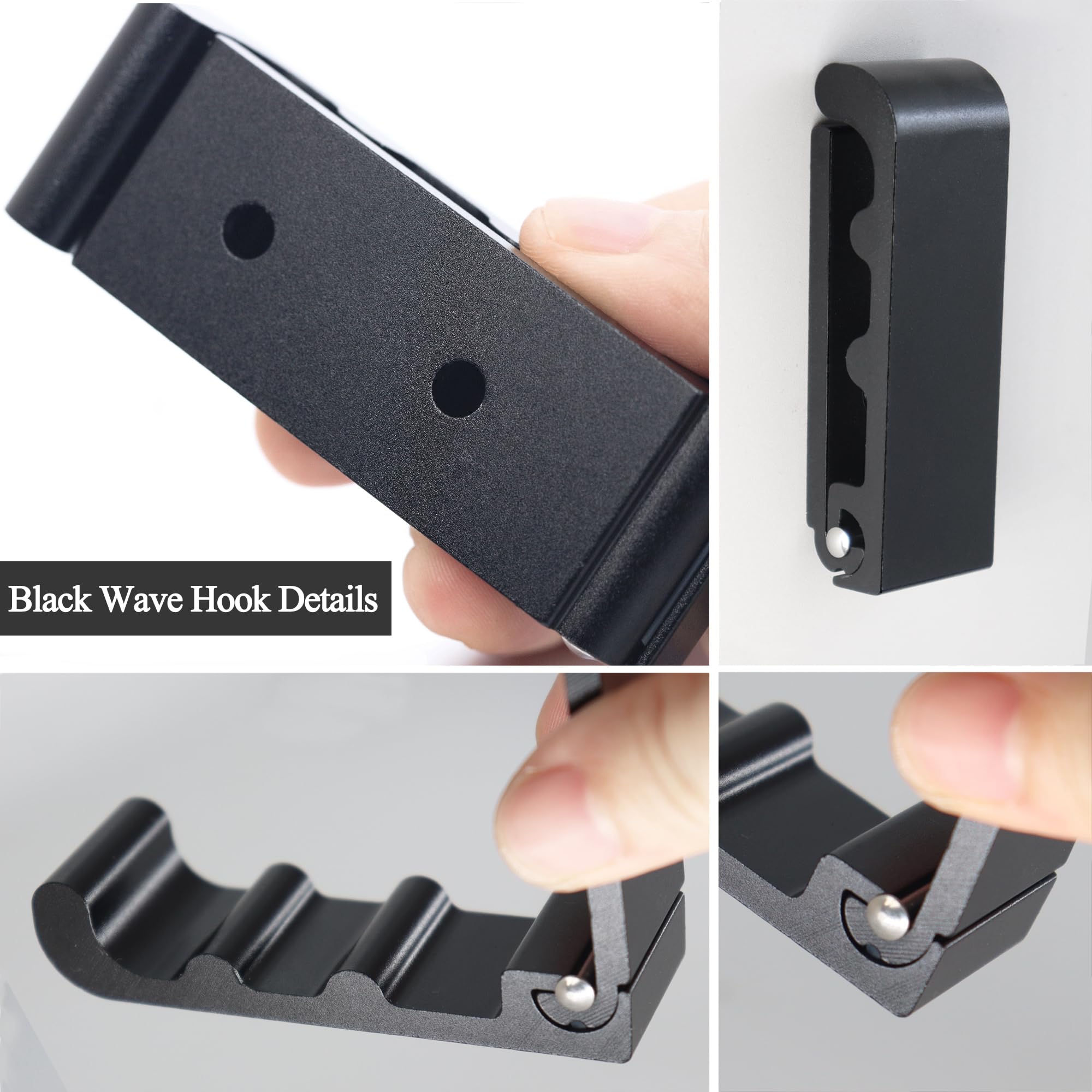 OHIYO 6-Pack Heavy Duty Folding Wall Hooks - Black Space Saving Hangers for Coats, Towels, Hats, Backpacks & Bags - Wave Design Wall Mount Organizer for Entryway, Bathroom & Closet Storage