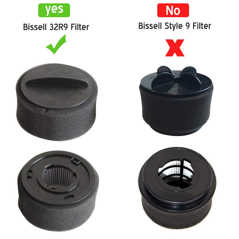 Bissell 32R9 Replacement Vacuum Filters - 4 HEPA Filters + 4 Foam Filters Compatible with Circular Upright Vacuums | High Efficiency Dust & Allergen Removal | Perfect for Pet Hair, Carpet Cleaning & Home Maintenance