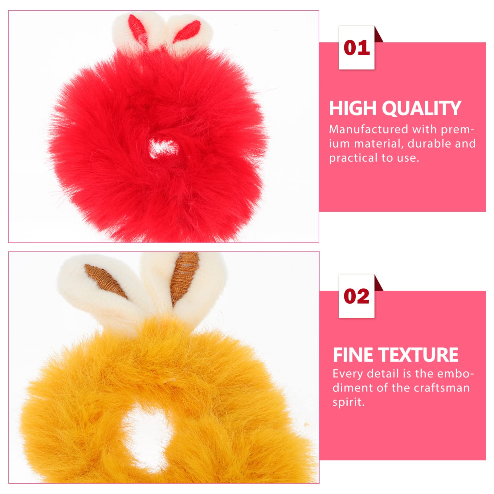Beaupretty 8-Piece Elastic Hair Bands - Cute Bunny Ear Scrunchies, Soft Plush Hair Ties for Women & Girls - Perfect for Ponytails, School, Work & Everyday Use