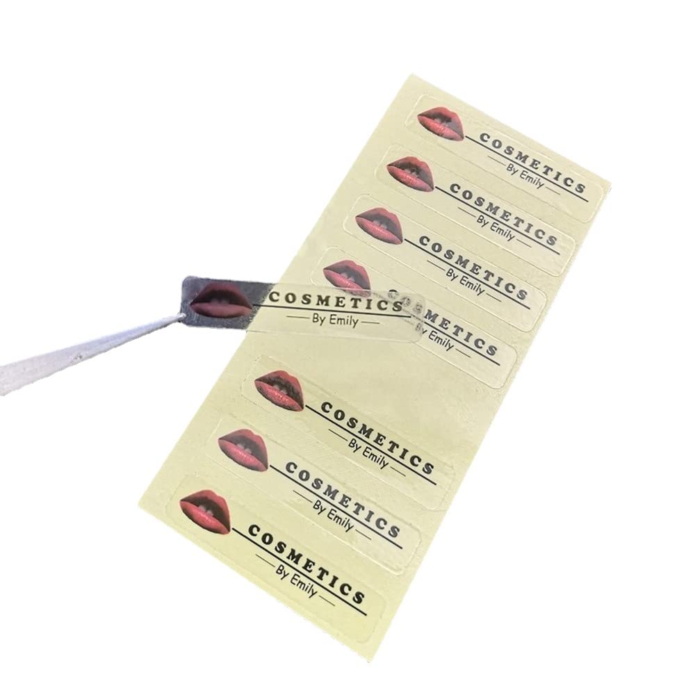100Pcs Custom Logo Clear Transparent Stickers for Eyelash & Lipgloss Packaging - 1.5x6cm Business Labels - Perfect for Lash Boxes, Cosmetic Products & Brand Promotion