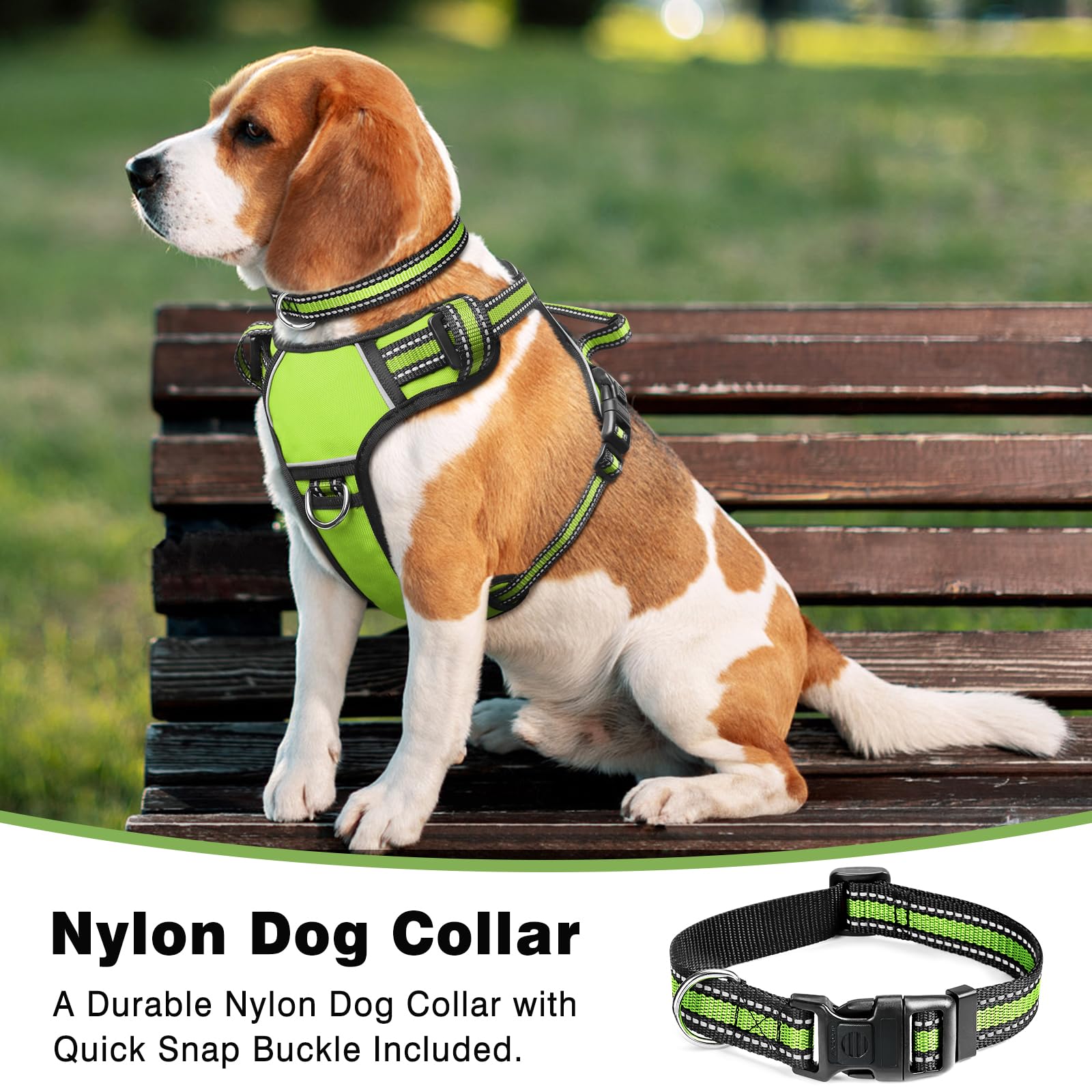 WINSEE No Pull Dog Harness - Adjustable Reflective Pet Vest with Front & Back Leash Clips for Small Medium Large XL Dogs - Easy Control Handle for Walking - Perfect for Outdoor Adventures & Nighttime Safety