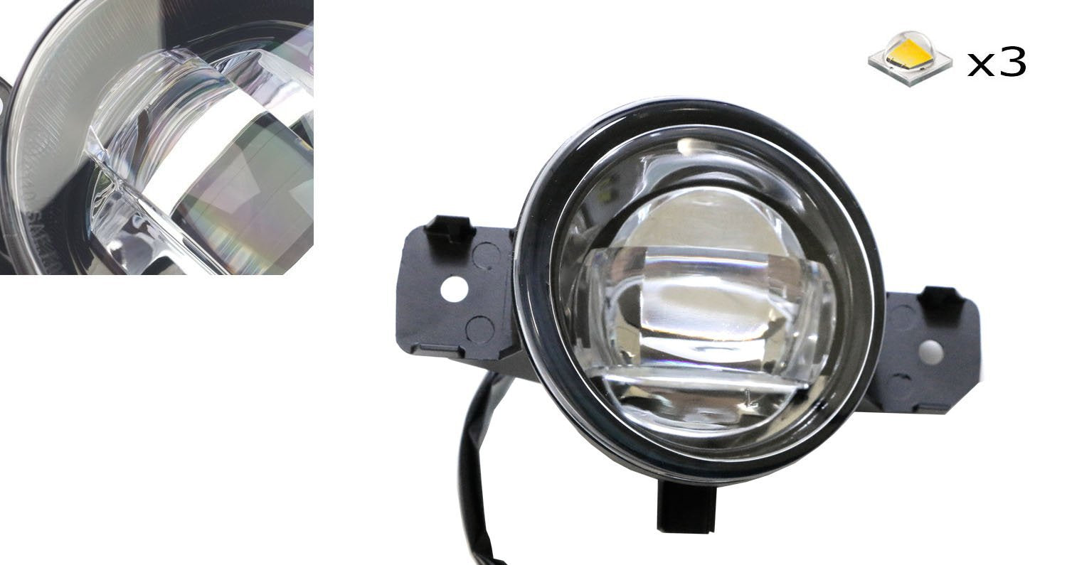 15W CREE LED Projector Fog Lights with Bezel Covers & Wiring Harness - Compatible with 2014-2016 Nissan Rogue | Durable Off-Road Lighting for Night Driving, Foggy Conditions & Adventure Vehicles
