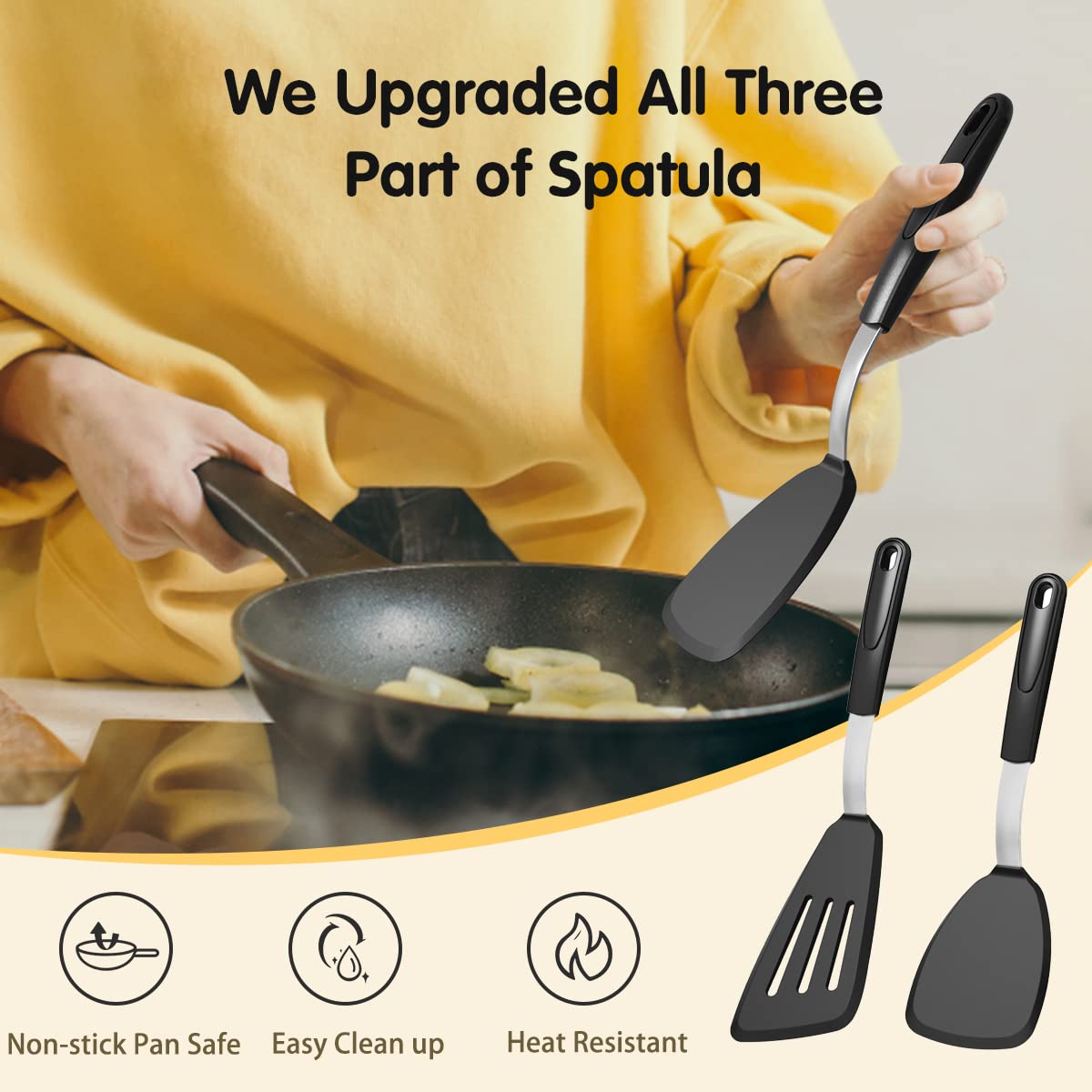 **GEEKHOM Heat-Resistant Silicone Spatula & Aramid Oven Gloves Set - Non-Melting, Flexible Kitchen Tools for Baking, Cooking, and Grilling**