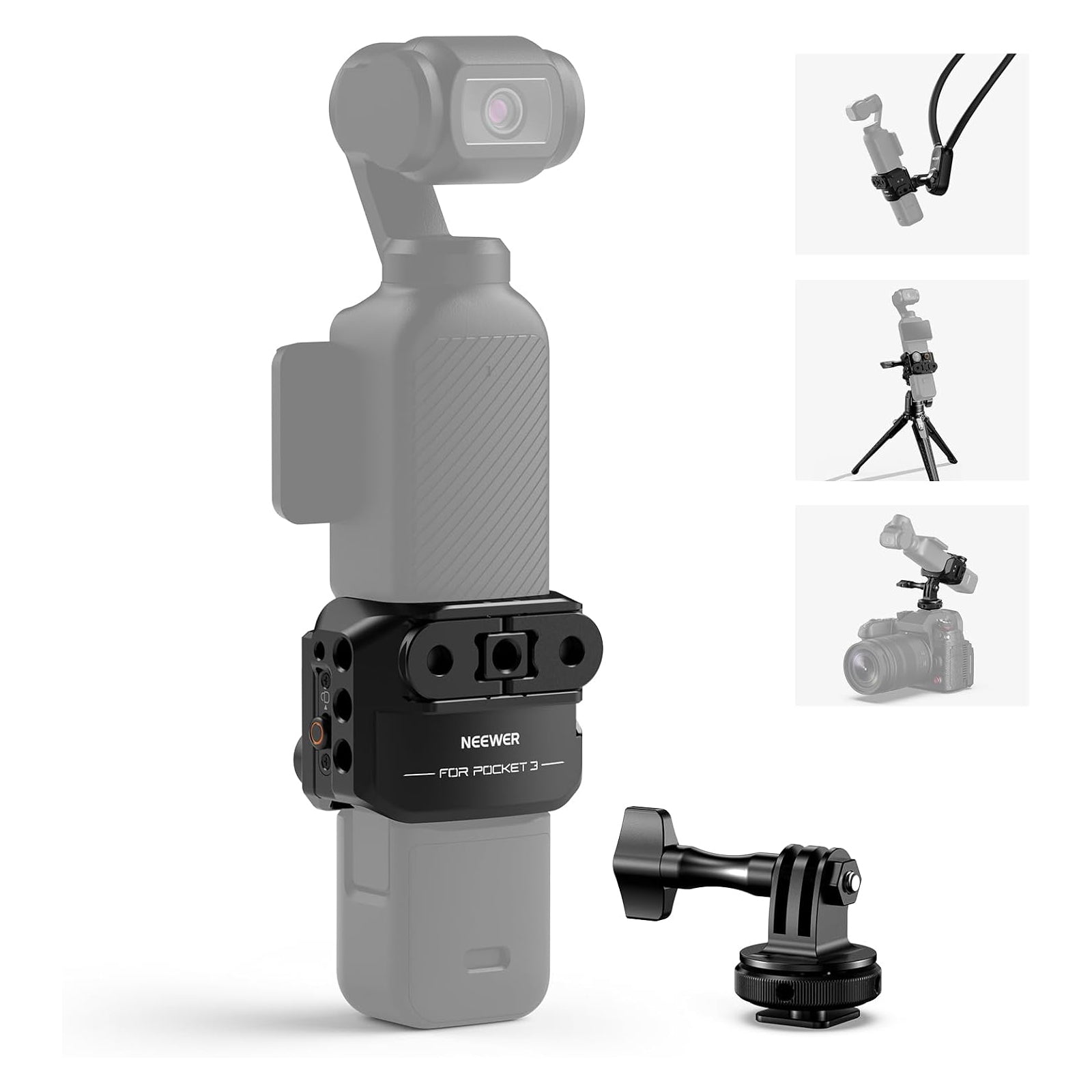 NEEWER AC009 Metal Camera Cage for DJI Osmo Pocket 3 - Protective Housing, Mounting Bracket for Accessories - Perfect for Vlogging, Travel Filming & Action Shots