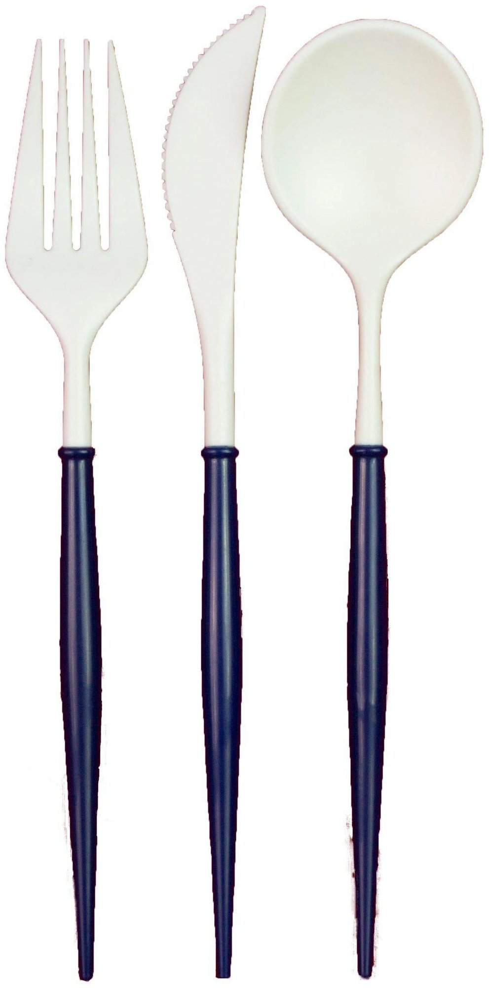 Premium Navy Blue Plastic Cutlery Set - 24-Piece Disposable Utensils (Forks, Knives & Spoons) - Perfect for Parties, Picnics & Catering Events - Service for 8 People